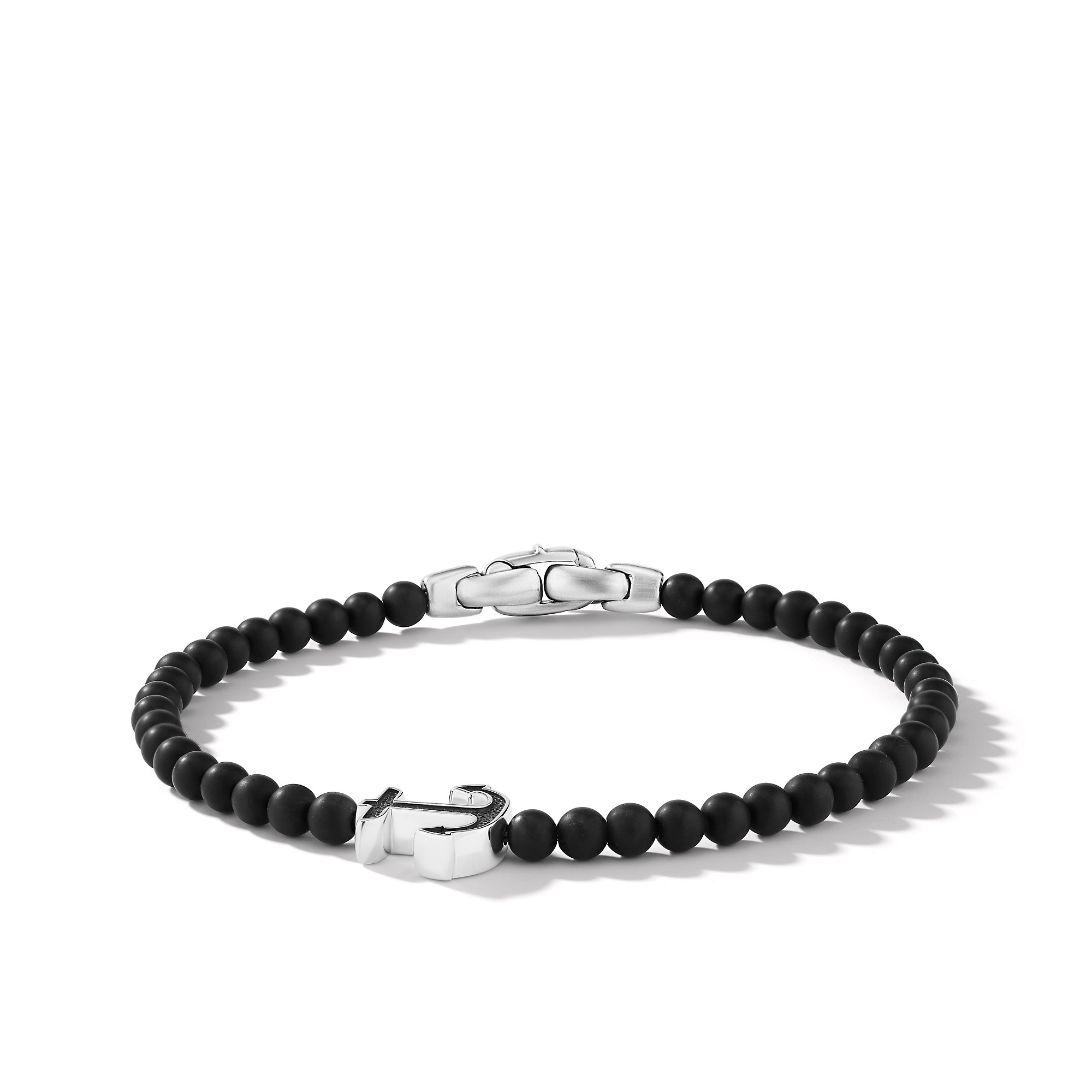 Spiritual Beads Anchor Bracelet in Sterling Silver with Black Onyx