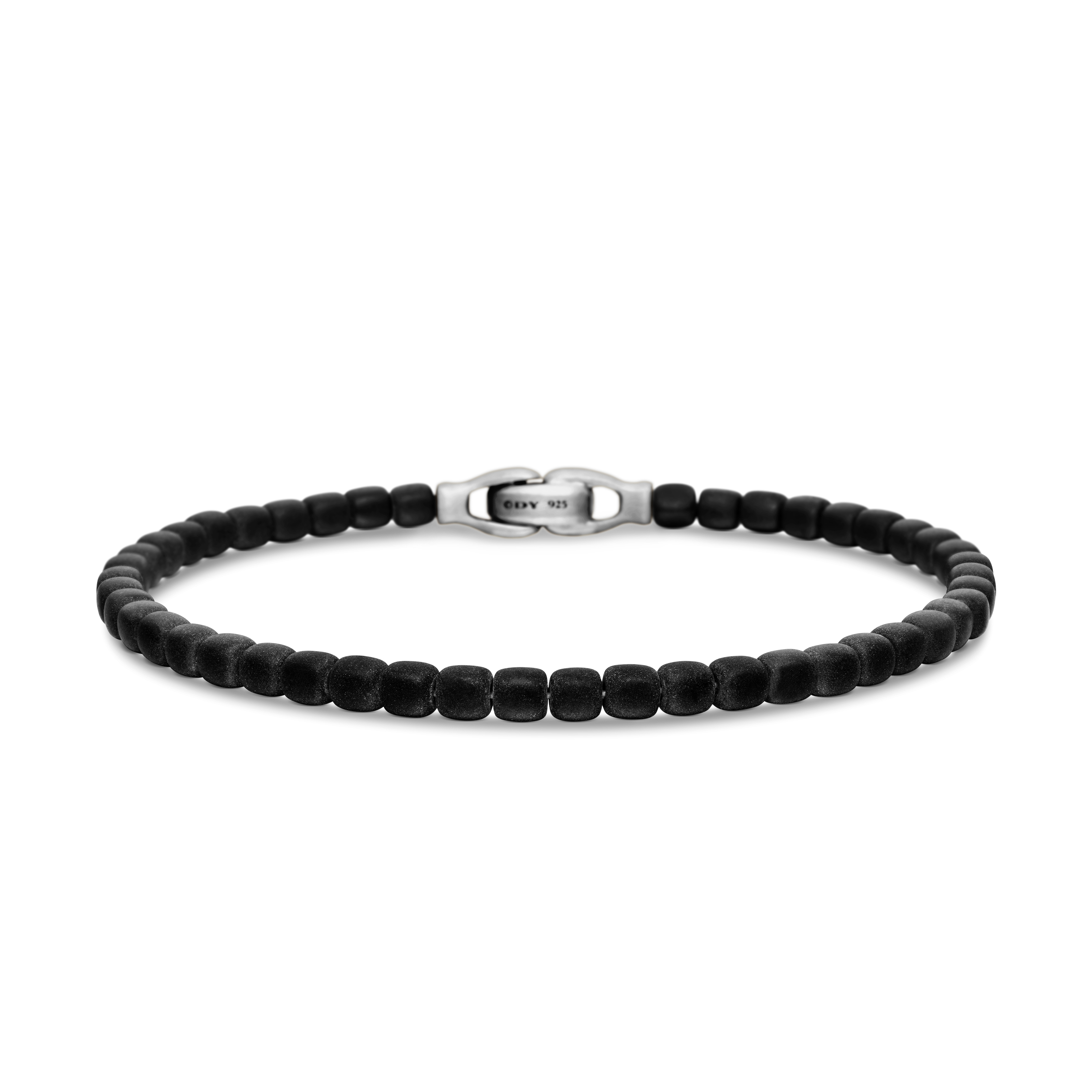 Spiritual Beads Cushion Bracelet in Sterling Silver with Black Onyx ,4mm