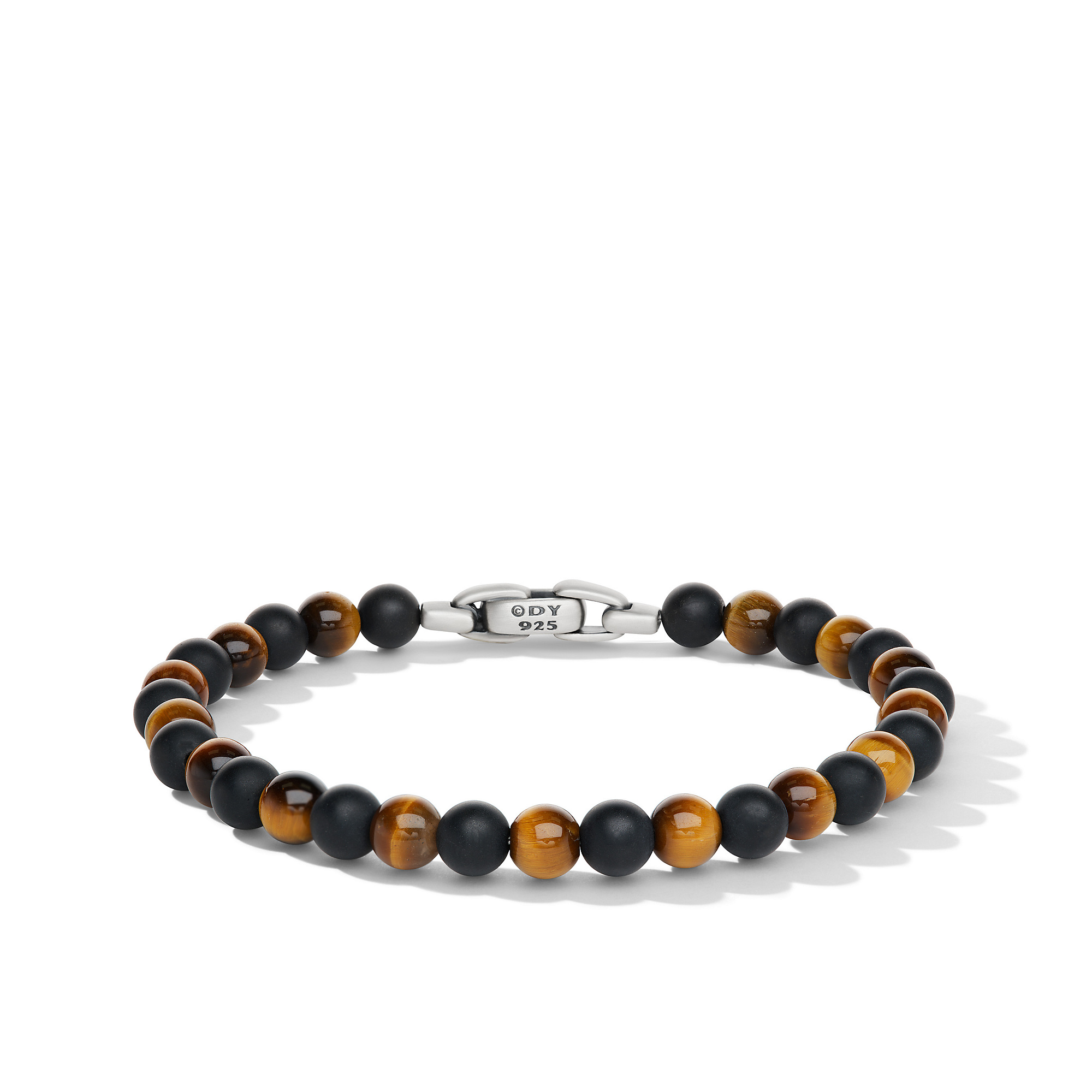 Spiritual Beads Alternating Bracelet in Sterling Silver with Black Onyx and Tiger's Eye