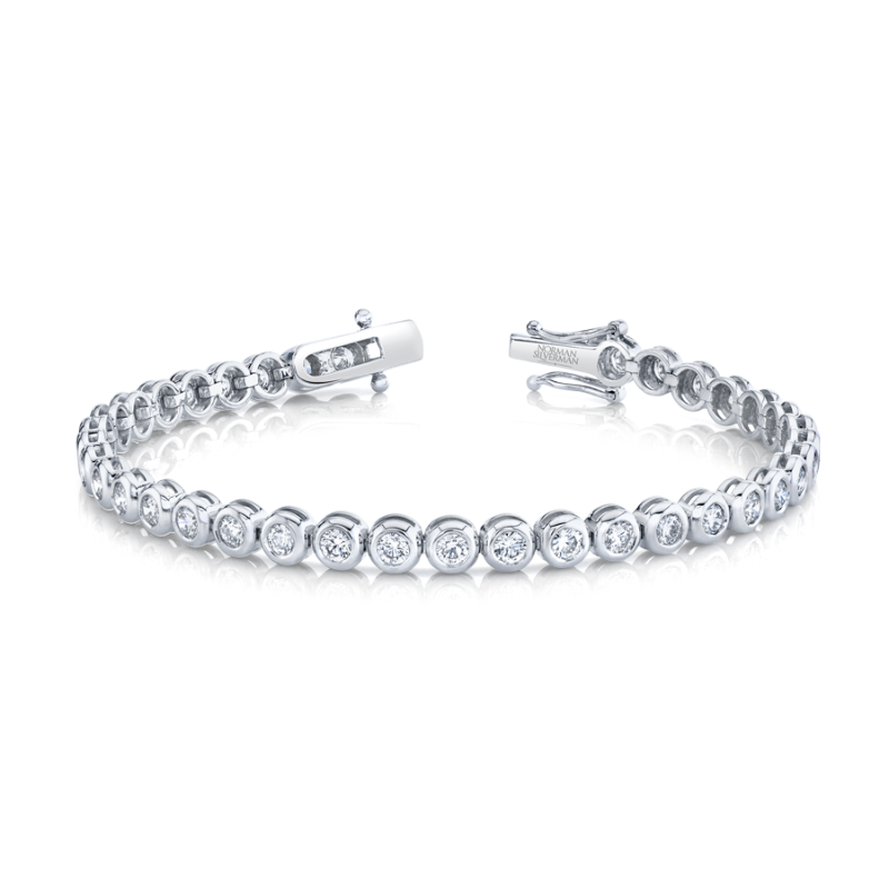 Round Brilliant Straight Line Bracelet Bezel Set