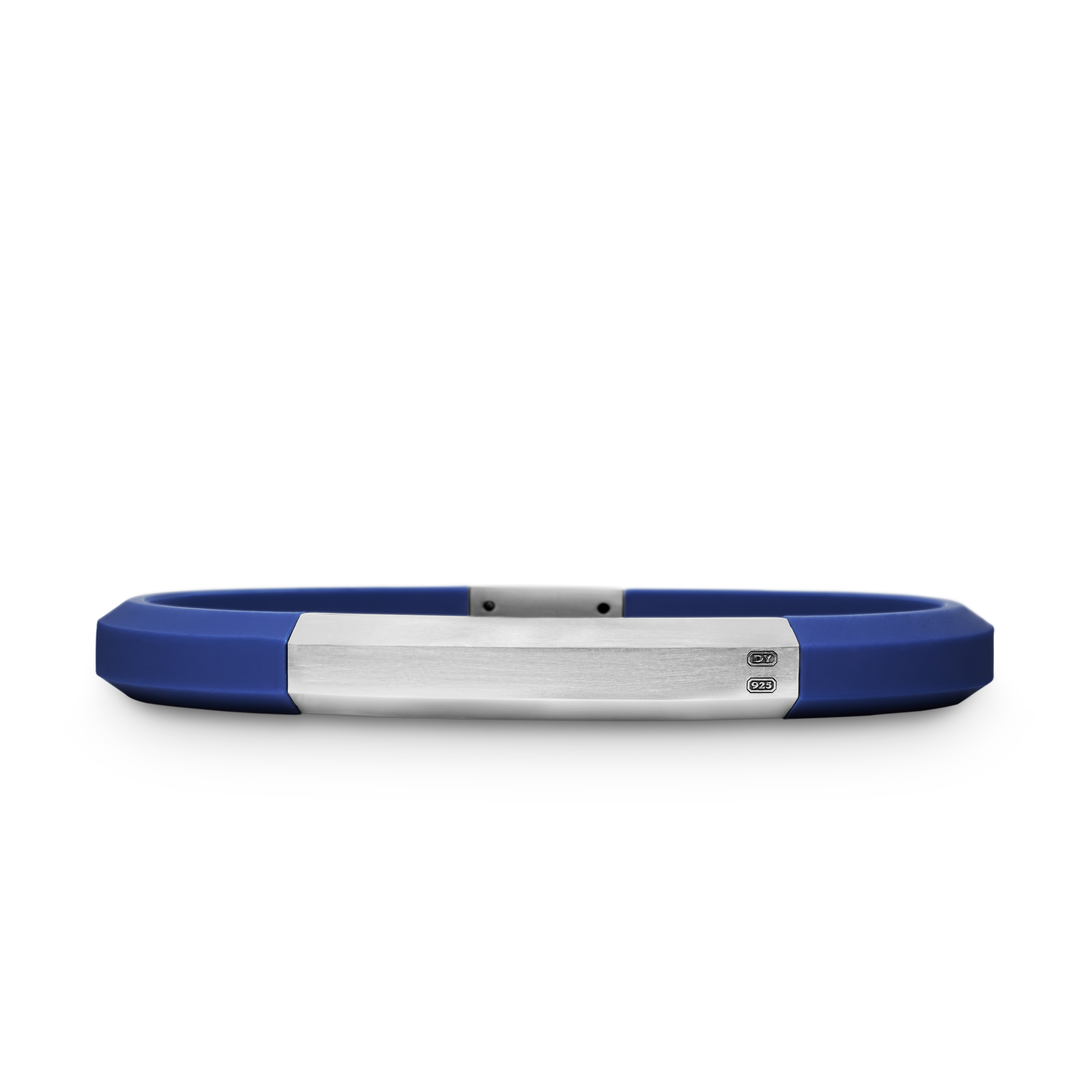 Streamline® ID Bracelet in Blue Rubber with Sterling Silver, 8mm