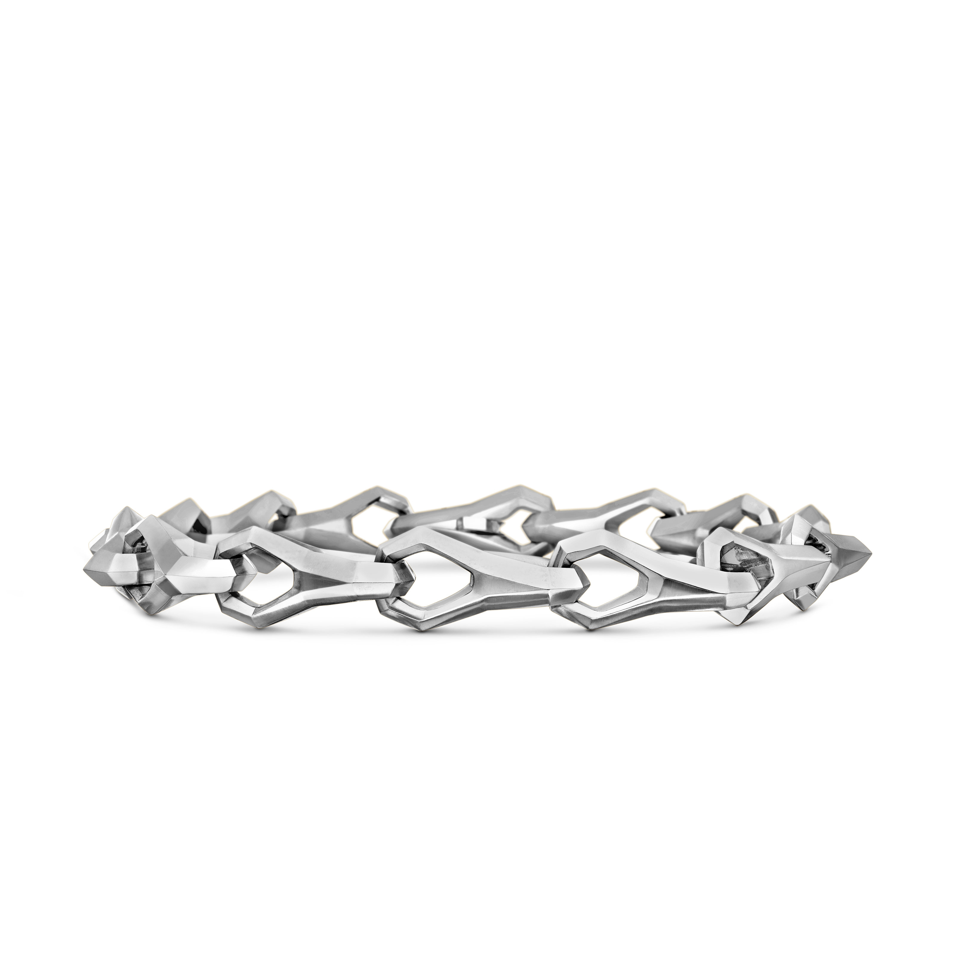 Faceted Link Bracelet in Sterling Silver, 9mm