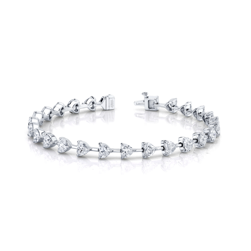 8.35 Carat Heart-Cut Diamond Bracelet Set in 18k White Gold