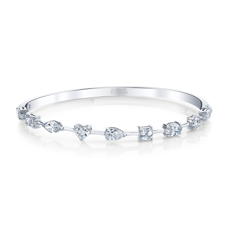 Hinged Bangle Bracelet with Fancy Shape Diamonds