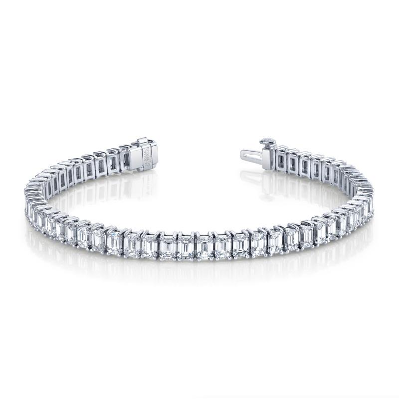 13.49 Carat Emerald Cut Straight Line Bracelet