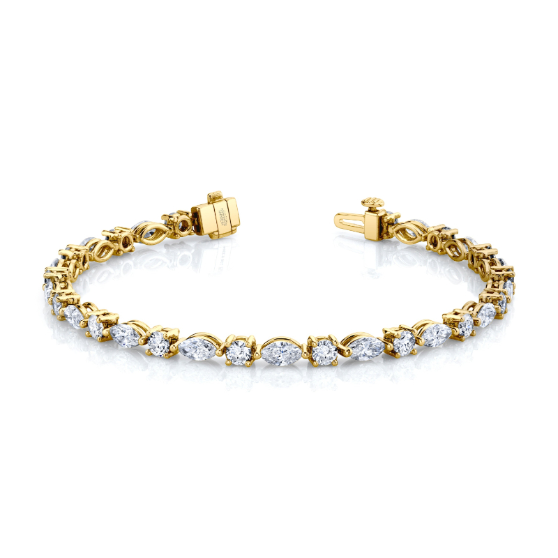 Alternating Marquise and Round Brilliant cut Diamond Bracelet