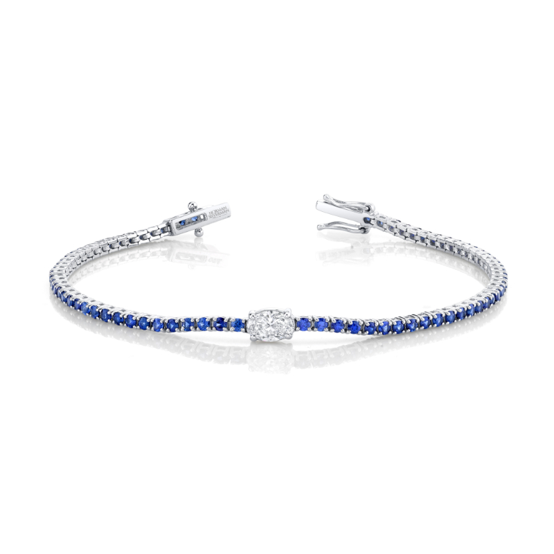 3.38 Carat 18k White Gold Straight Line Bracelet