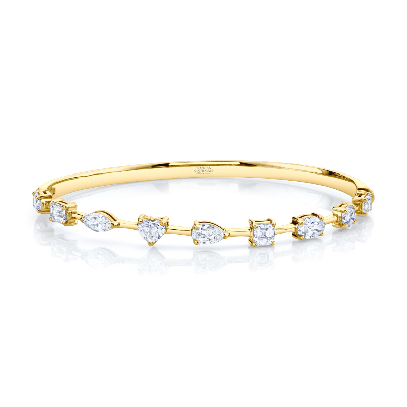 Hinged Bangle with Fancy Shape Diamonds