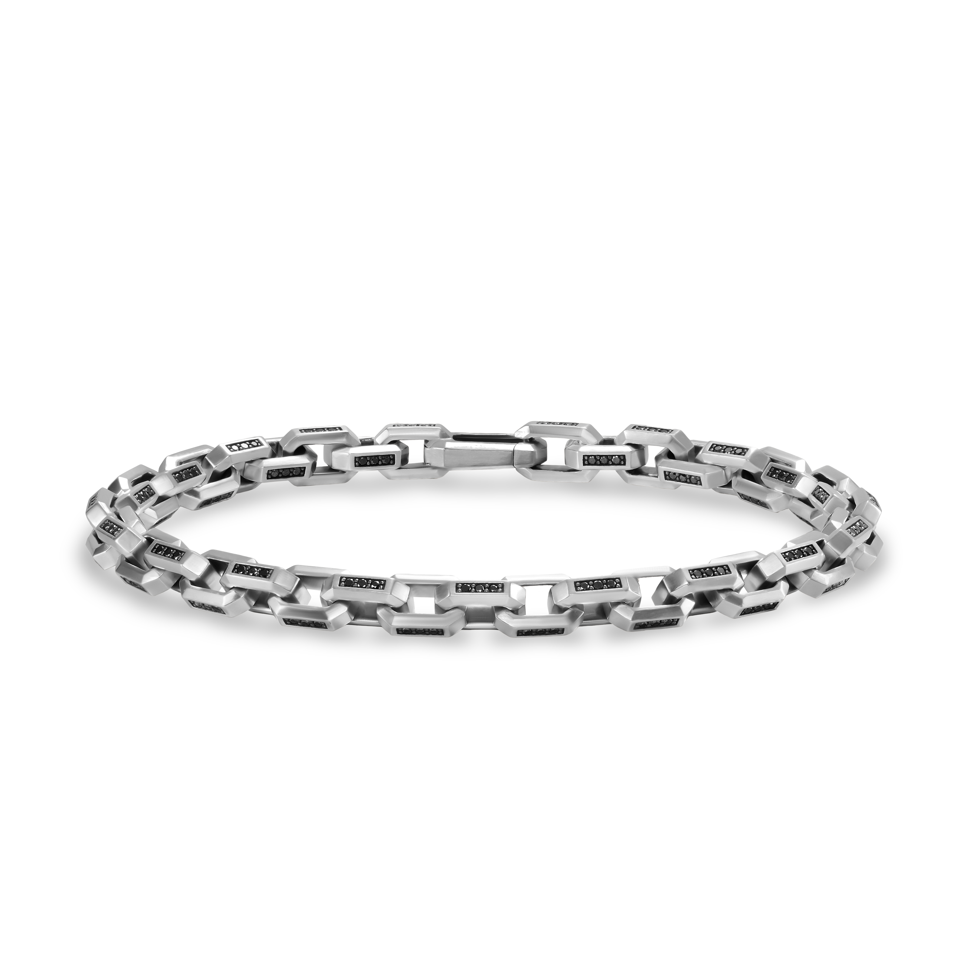 Streamline® Link Bracelet in Sterling Silver with Black Diamonds, 5.5mm