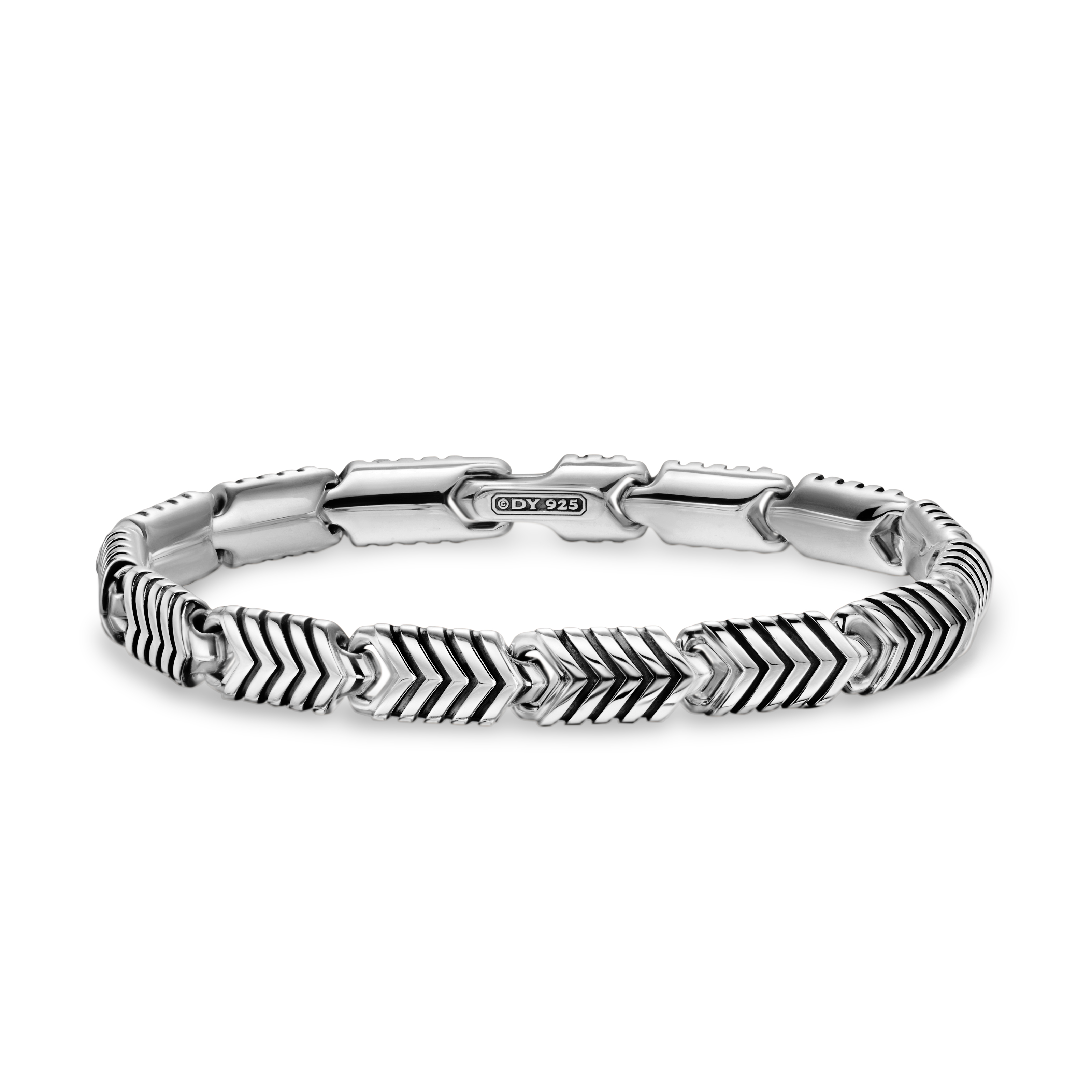 Chevron Link Bracelet in Sterling Silver, 7.6mm
