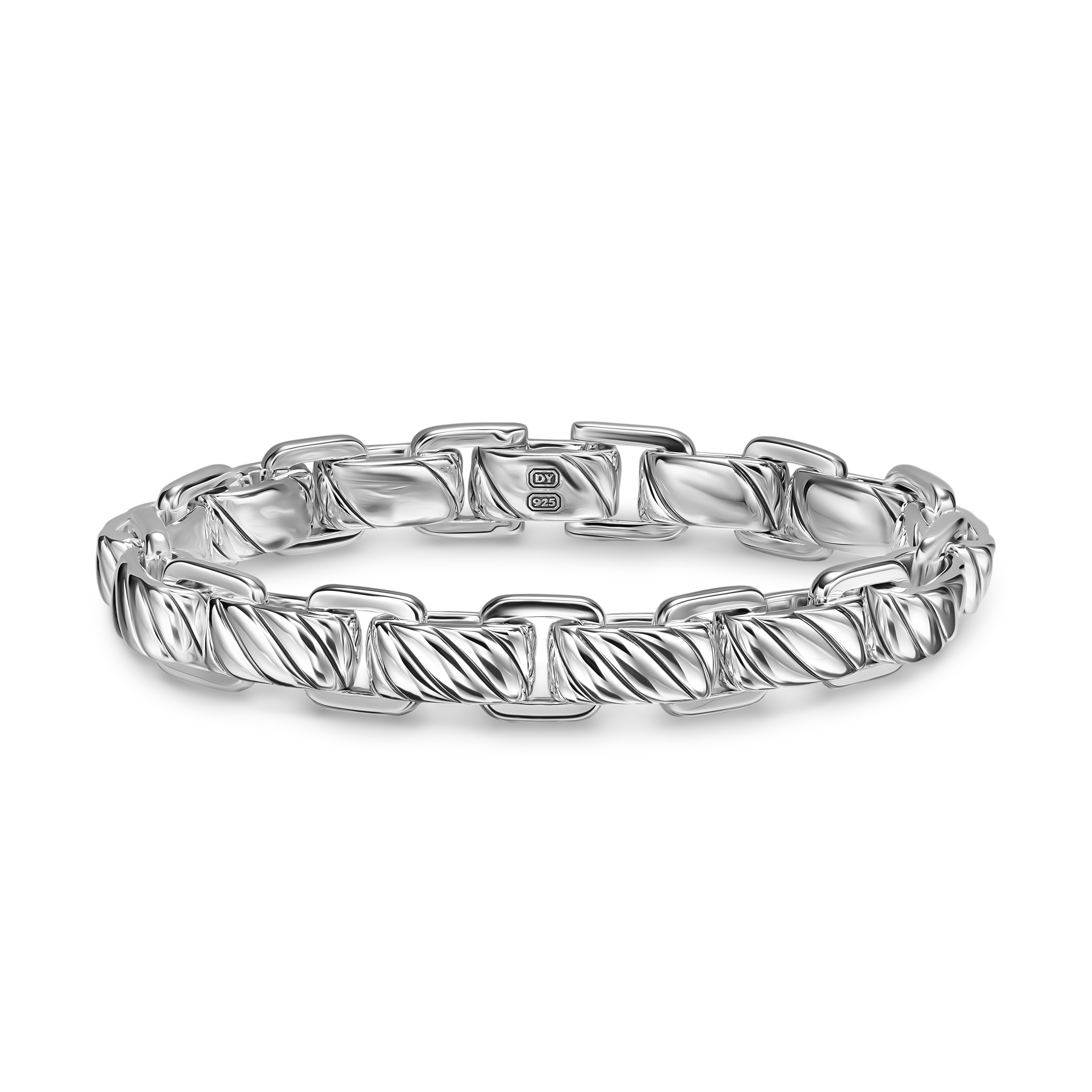 Sculpted Cable Link Bracelet in Sterling Silver, 12mm