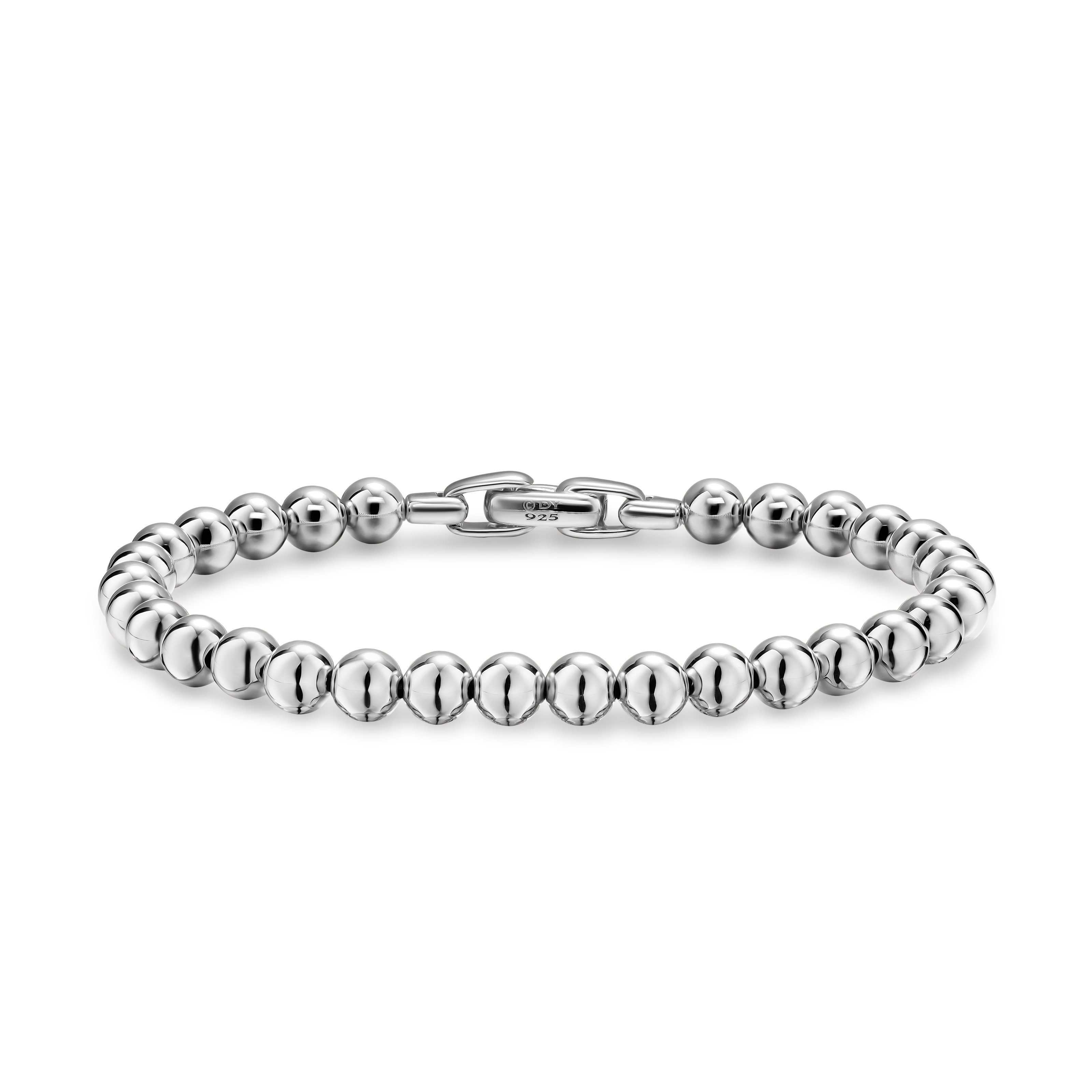 Spiritual Beads Metal Bead Bracelet in Sterling Silver, 6mm