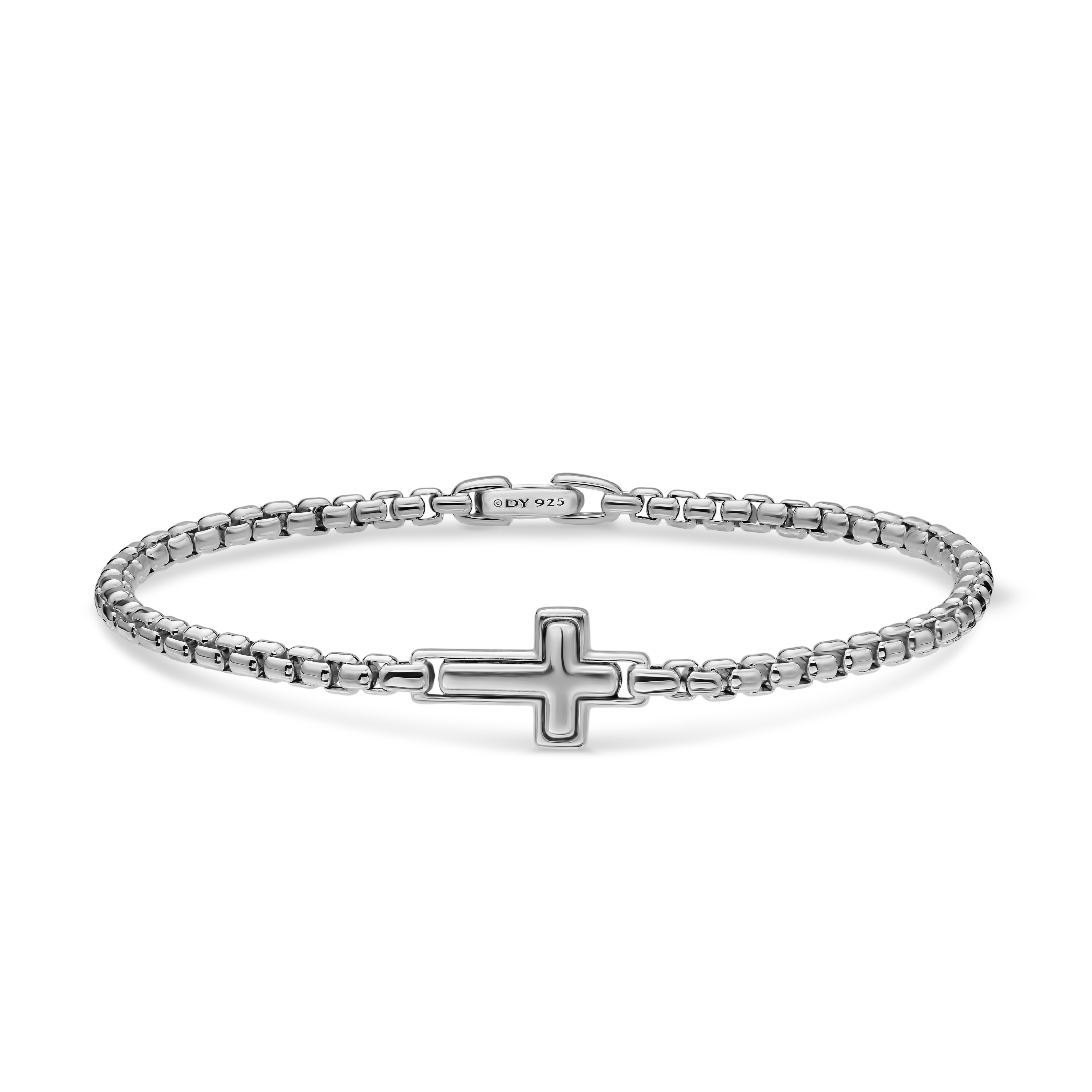 Cross Station Bracelet in Sterling Silver, 3.6mm