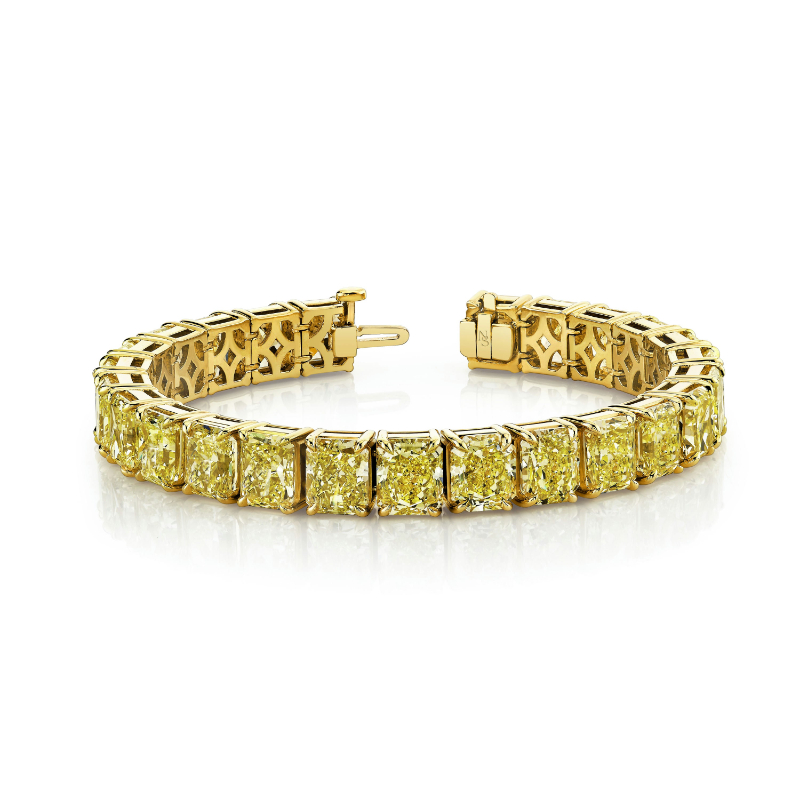 52 Carat Fancy Yellow Radiant Cut Diamond Bracelet