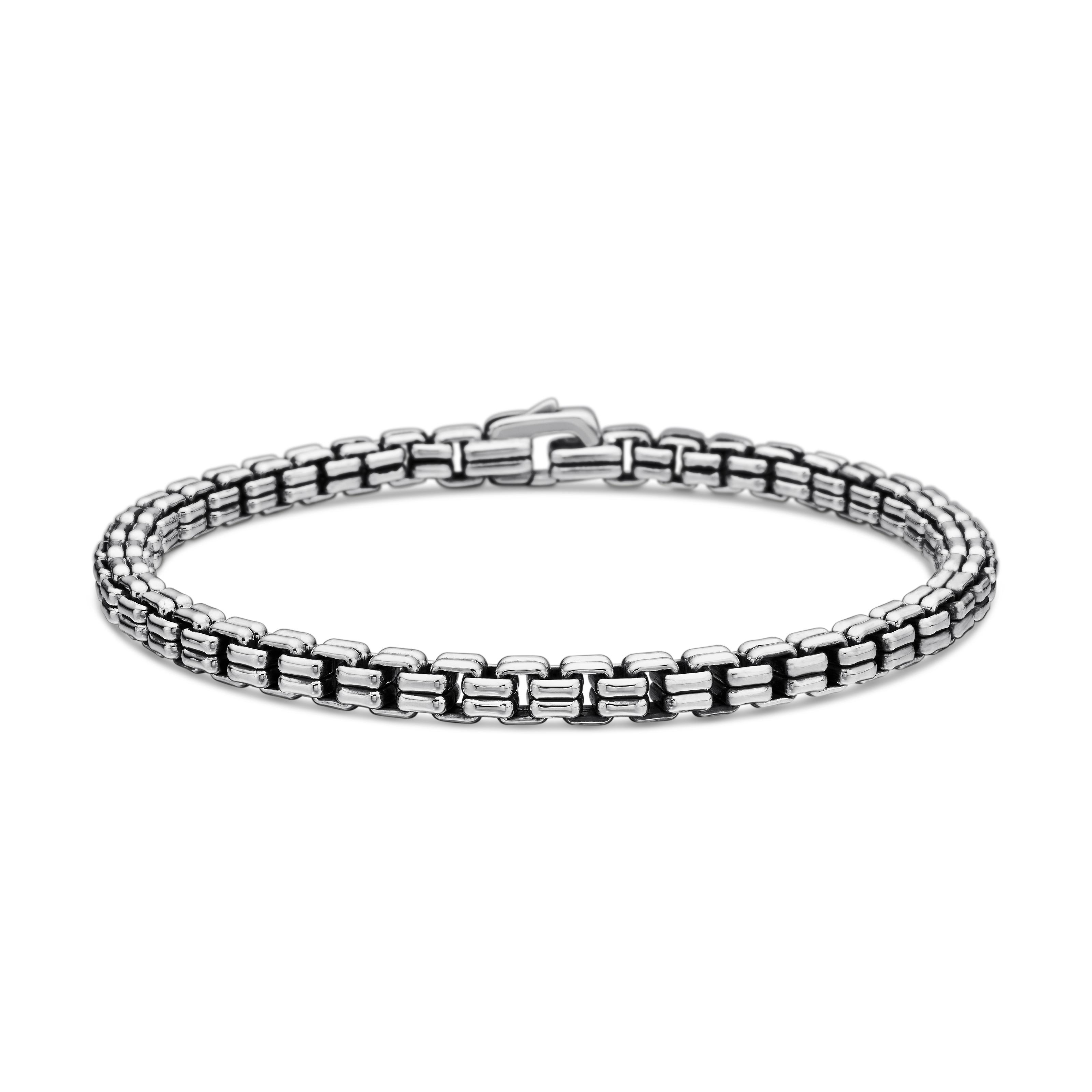 Double Box Chain Bracelet in Sterling Silver, 4mm