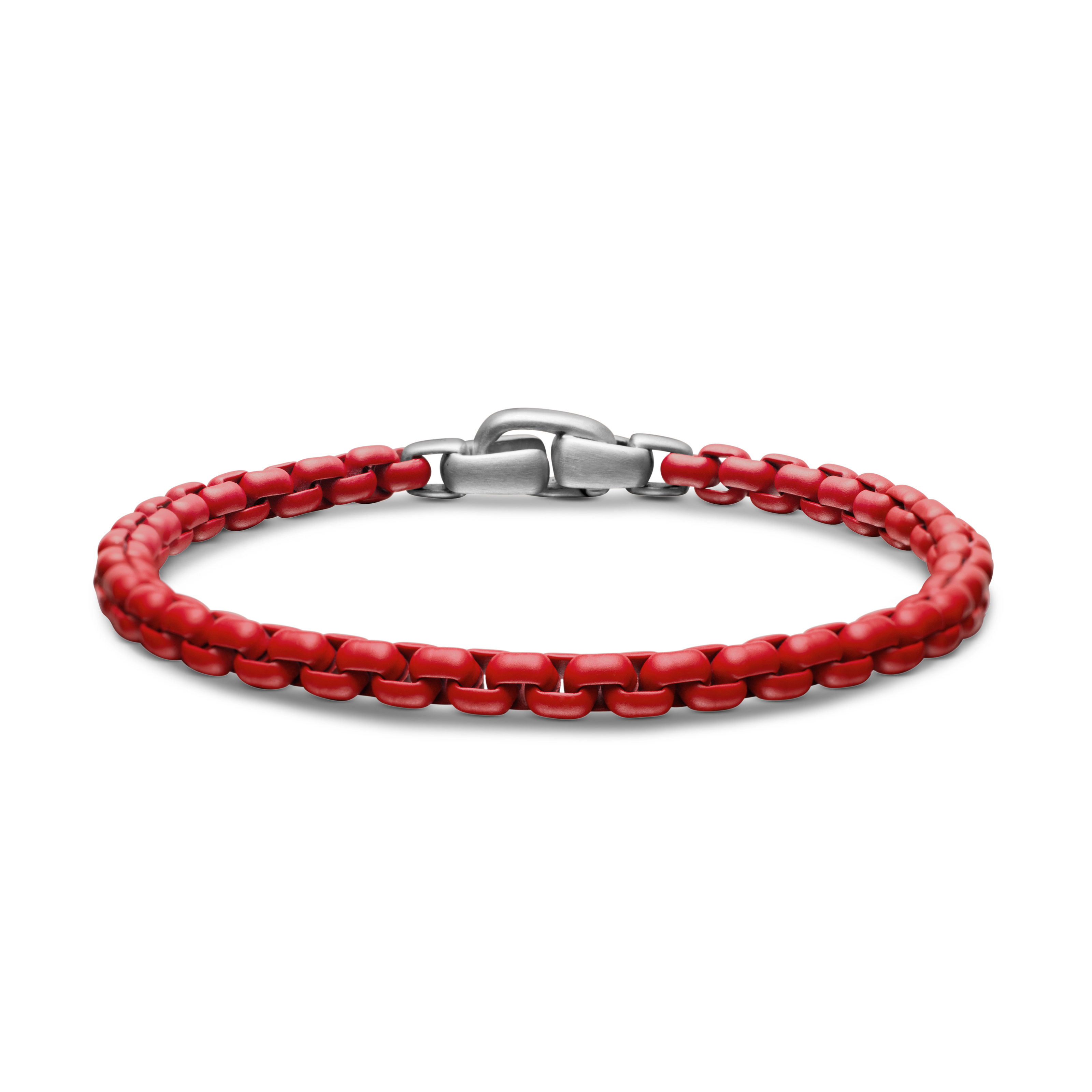 Box Chain Bracelet in Sterling Silver with Red Stainless Steel, 5mm