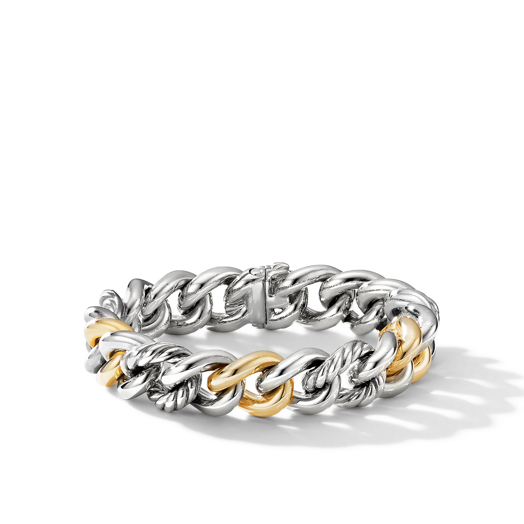 Curb Chain Bracelet in Sterling Silver with 18K Yellow Gold
