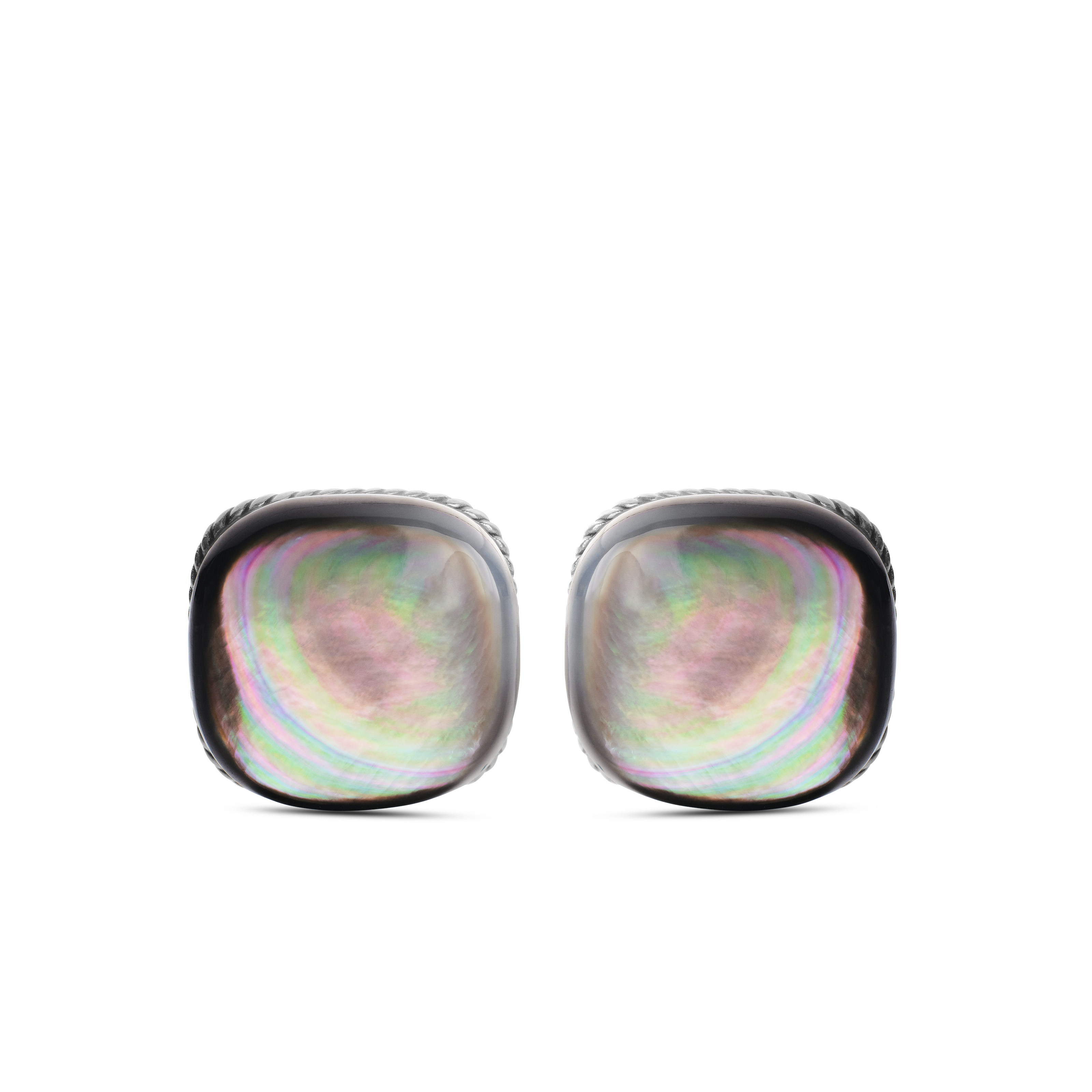 Streamline® Cushion Cufflinks in Sterling Silver with Black Mother of Pearl, 17mm