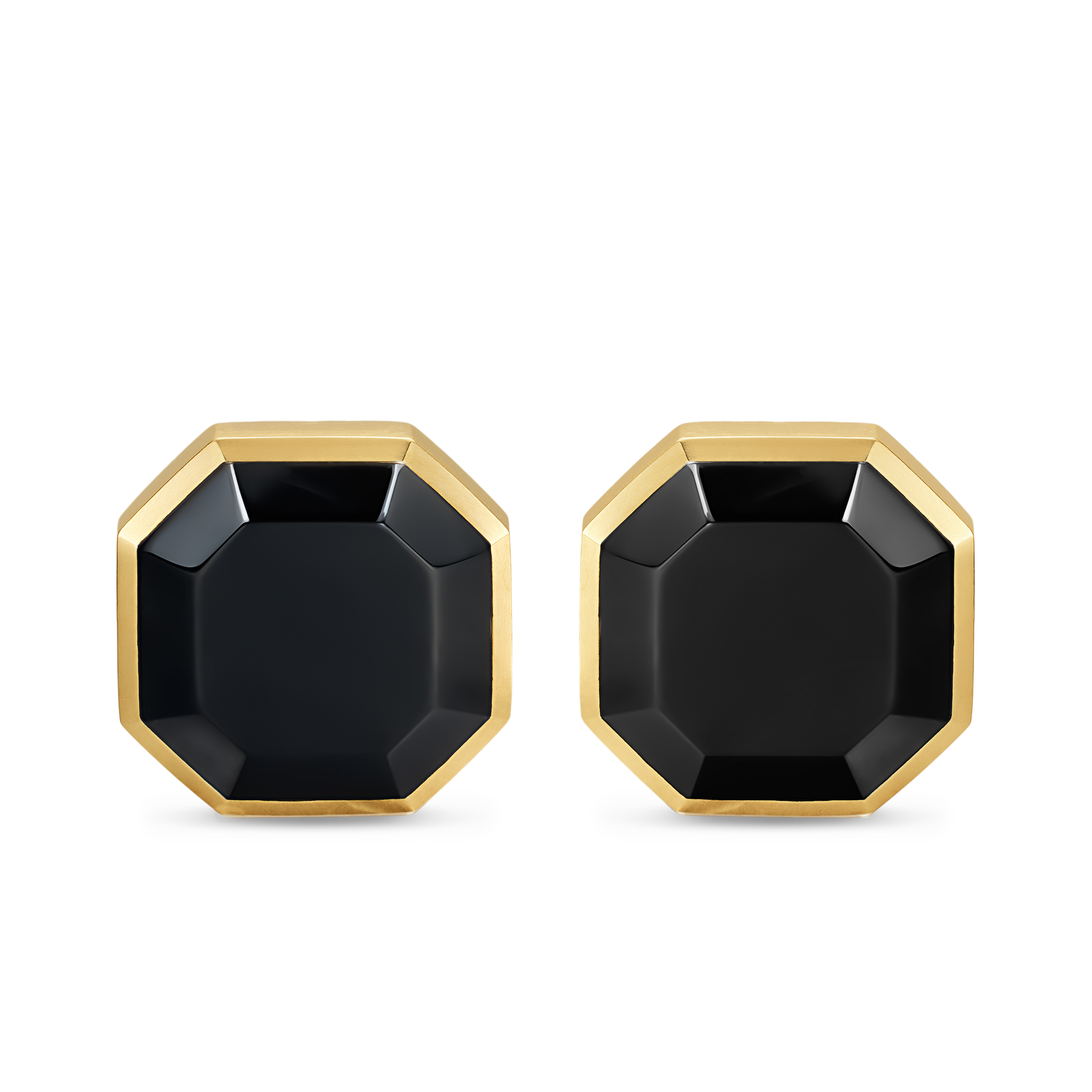 Streamline® Cufflinks in Sterling Silver with 14K Yellow Gold and Black Onyx, 15mm
