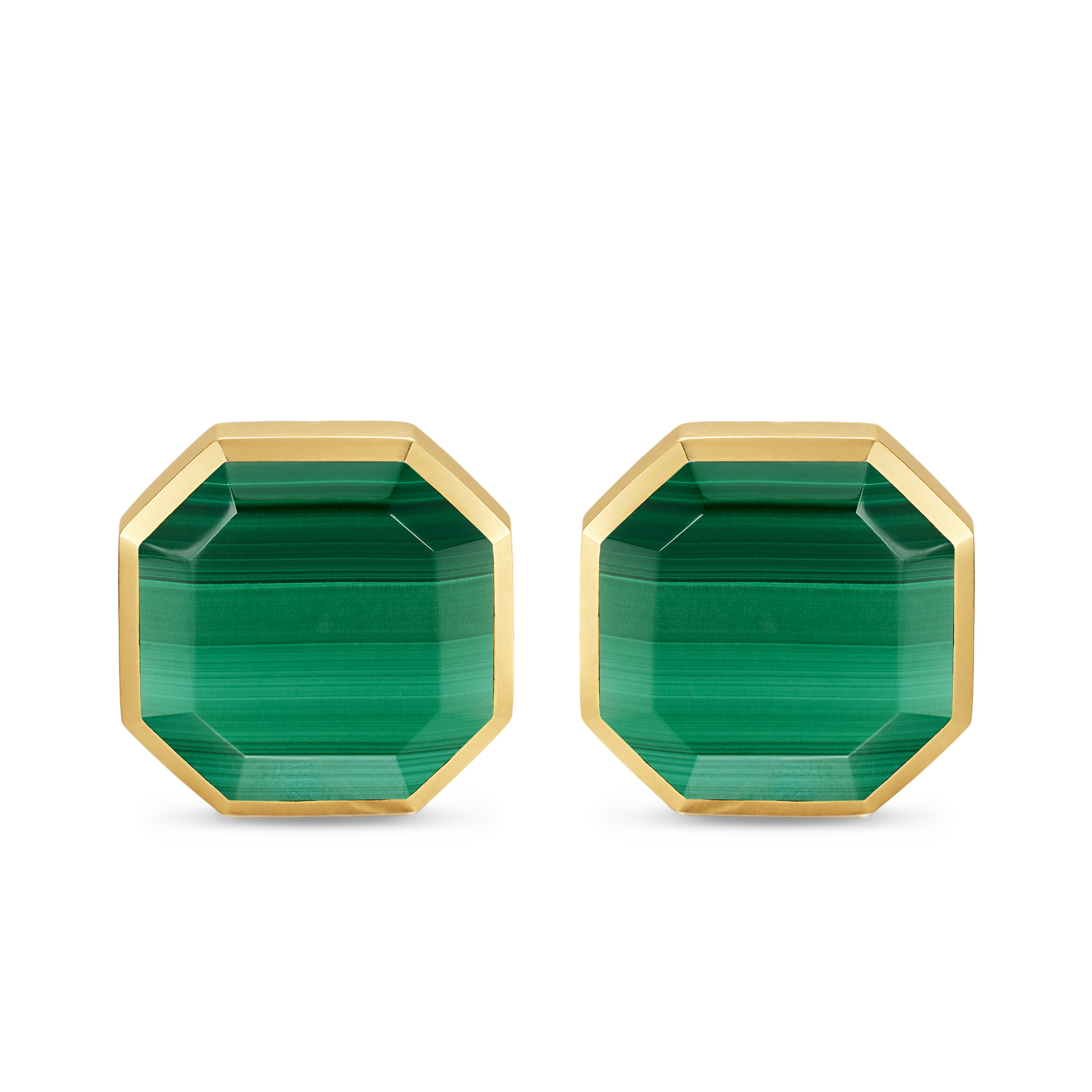 Streamline® Cufflinks in Sterling Silver with 14K Yellow Gold and Malachite, 15mm