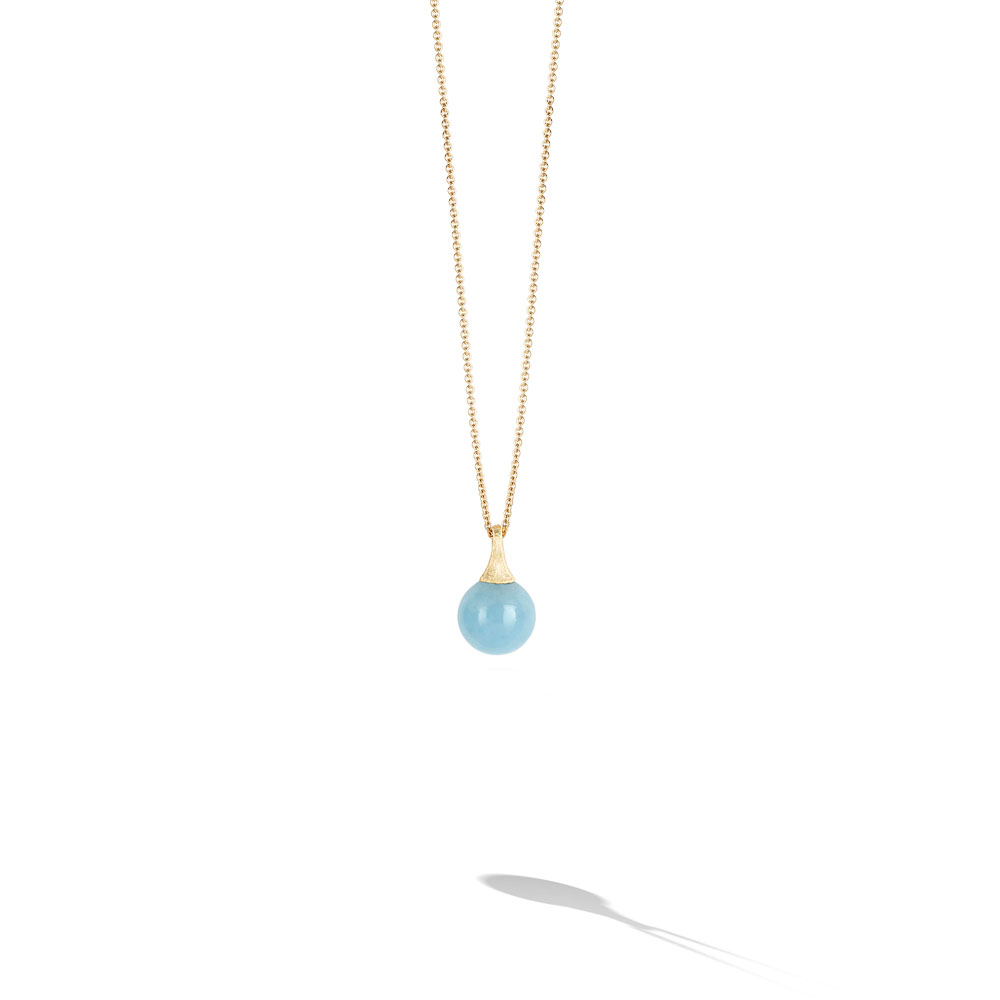 Africa Boules Gold and Aquamarine Pendant
