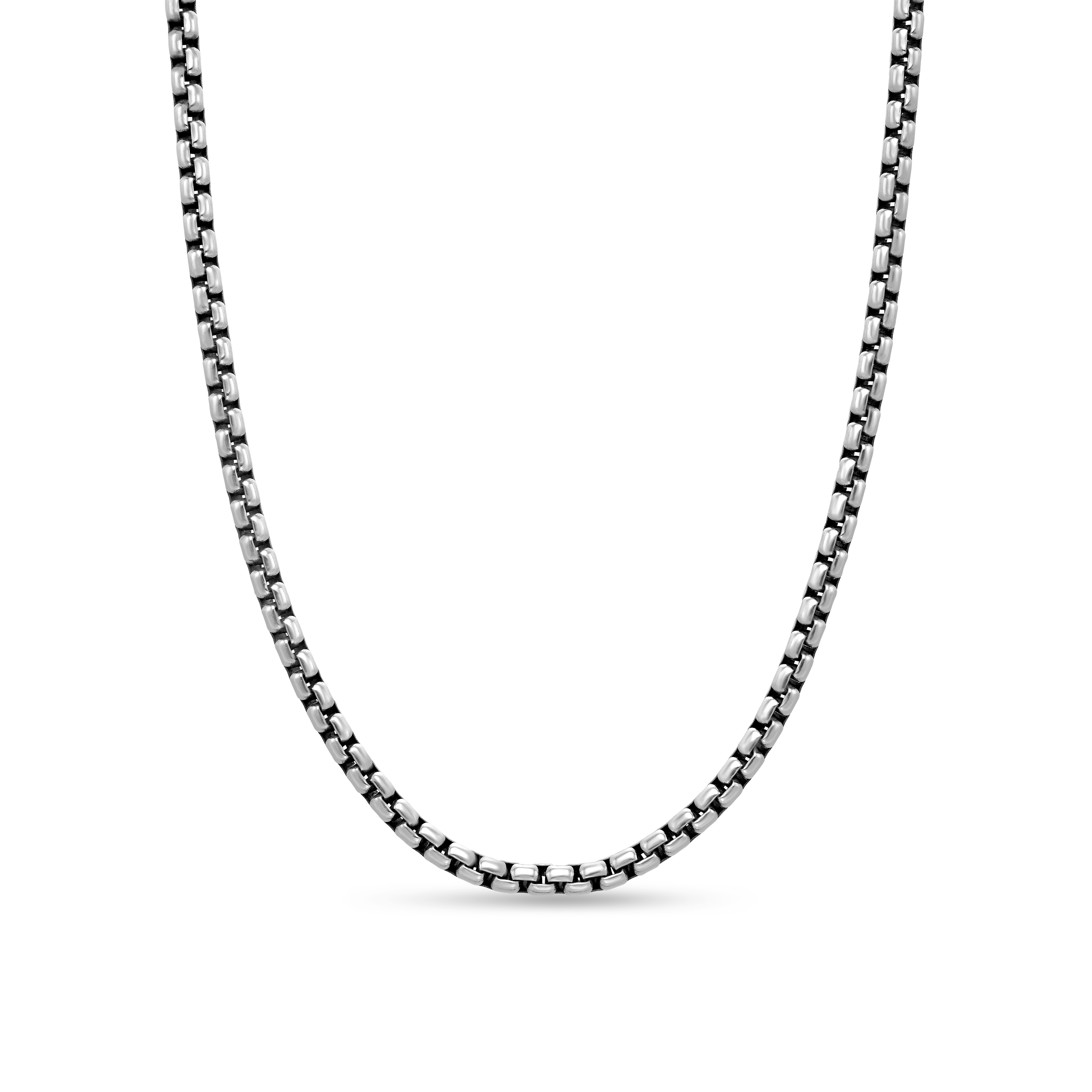 Box Chain Necklace in Sterling Silver with 14K Yellow Gold Accent, 3.6mm
