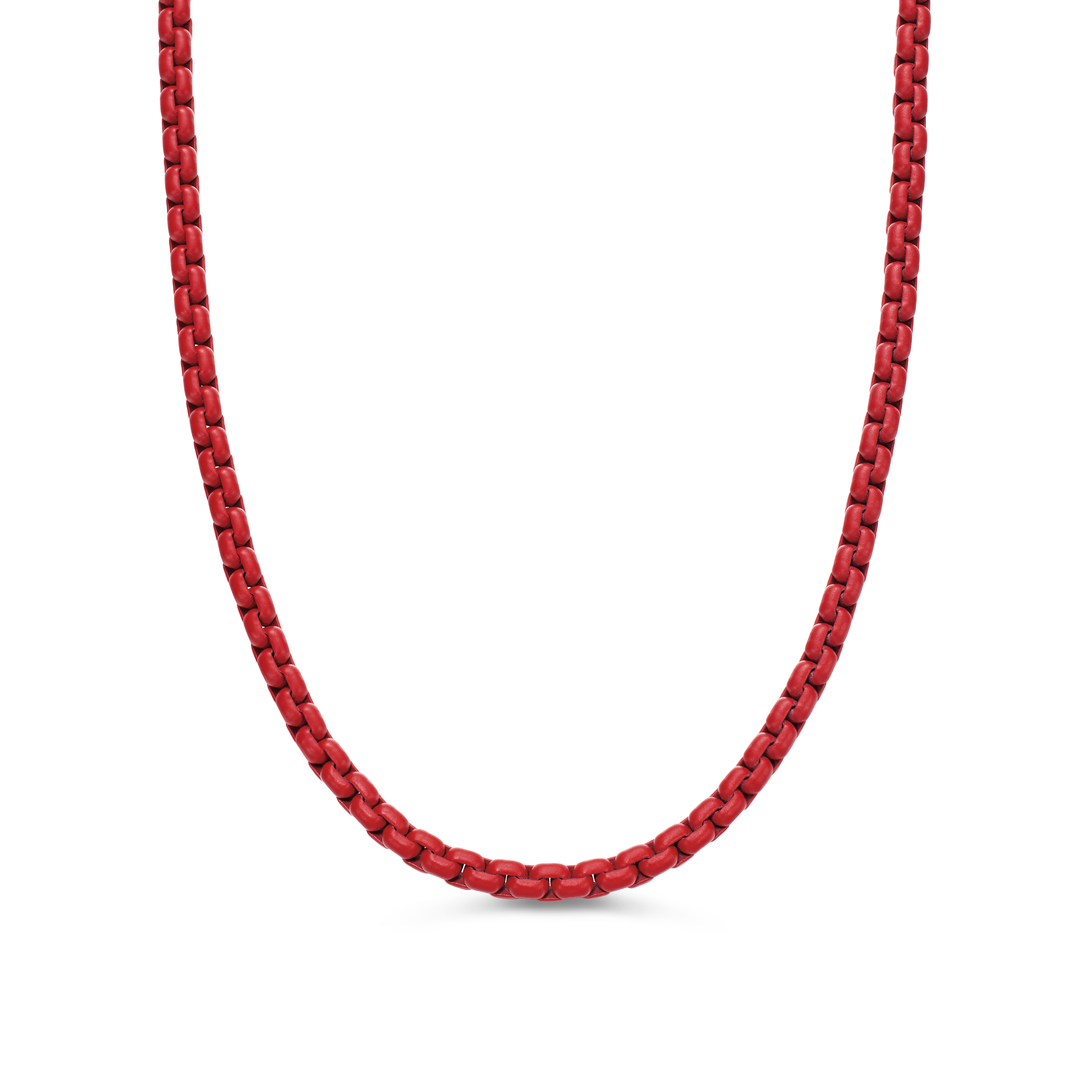 Box Chain Necklace in Sterling Silver with Red Stainless Steel, 4mm