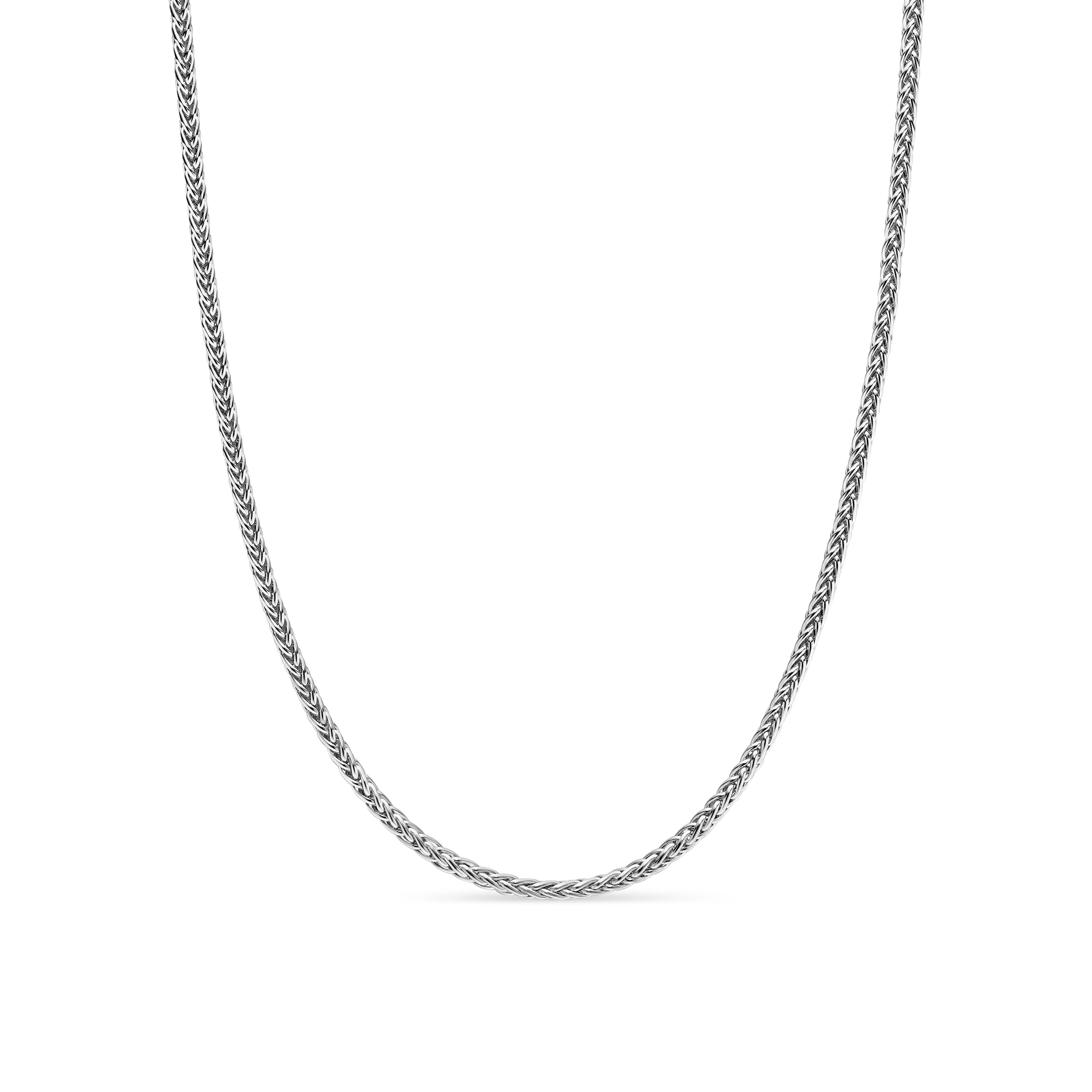 Wheat Chain Necklace in Sterling Silver, 2.5mm