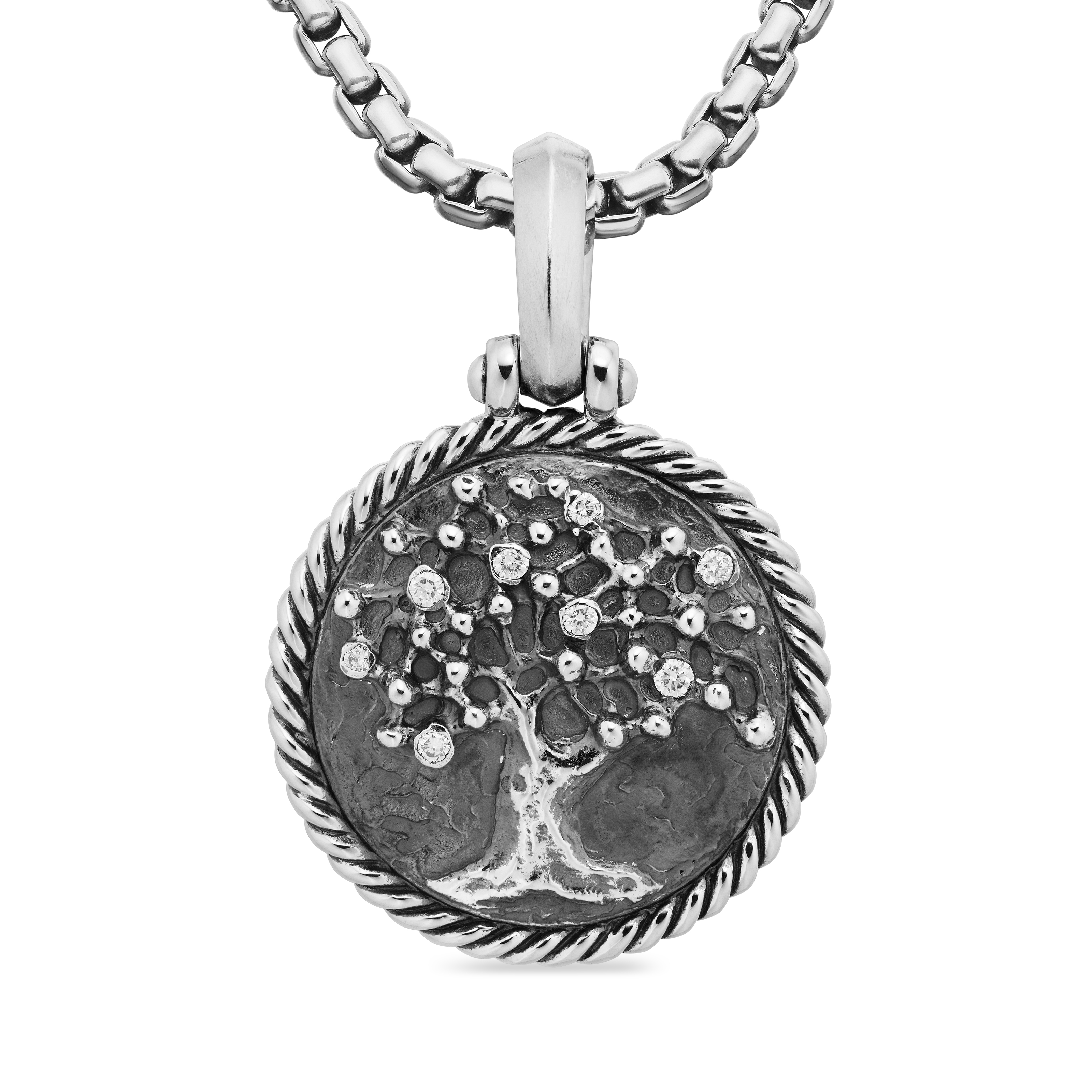 Tree of Life Amulet in Sterling Silver with Diamonds