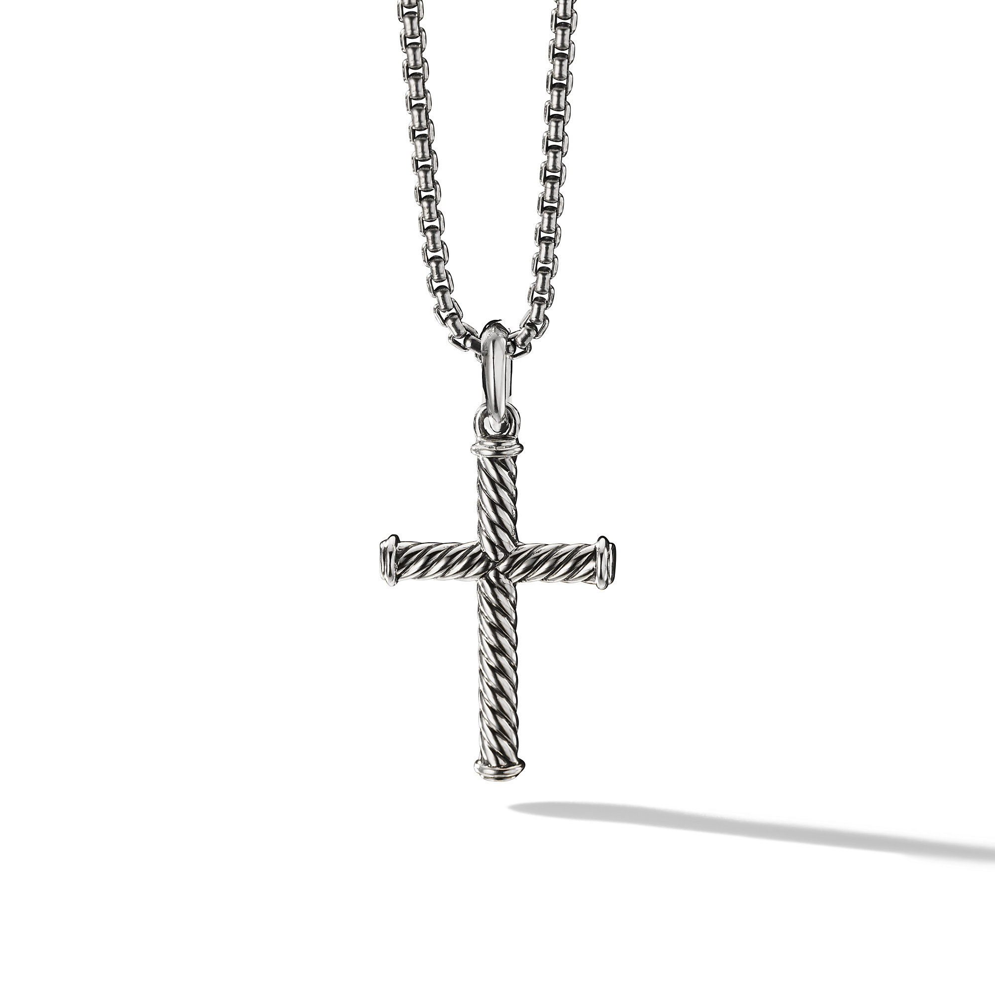 Cable Cross Pendant in Sterling Silver, 35mm