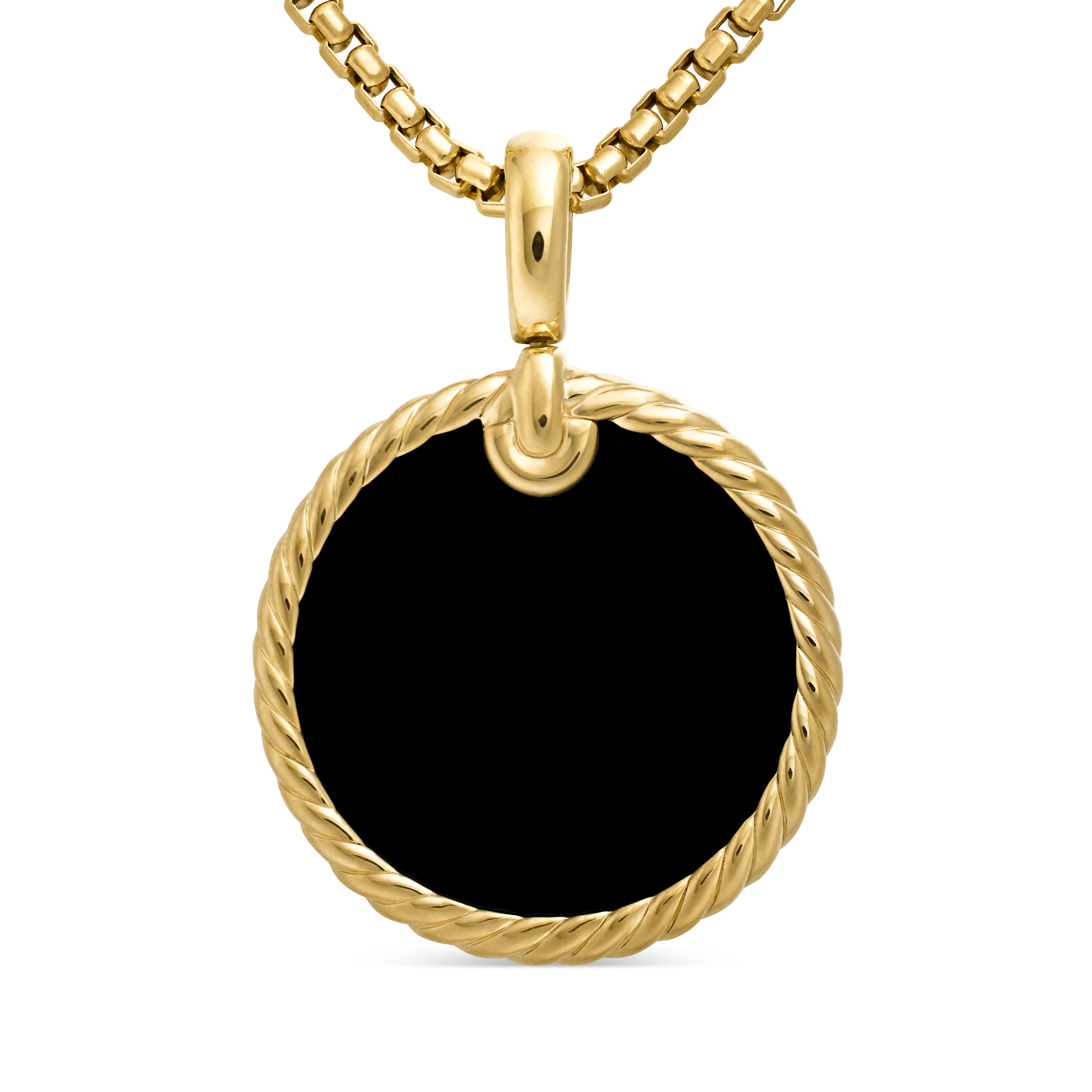DY Elements® Disc Pendant in 18K Yellow Gold with Black Onyx Reversible to Mother of Pearl