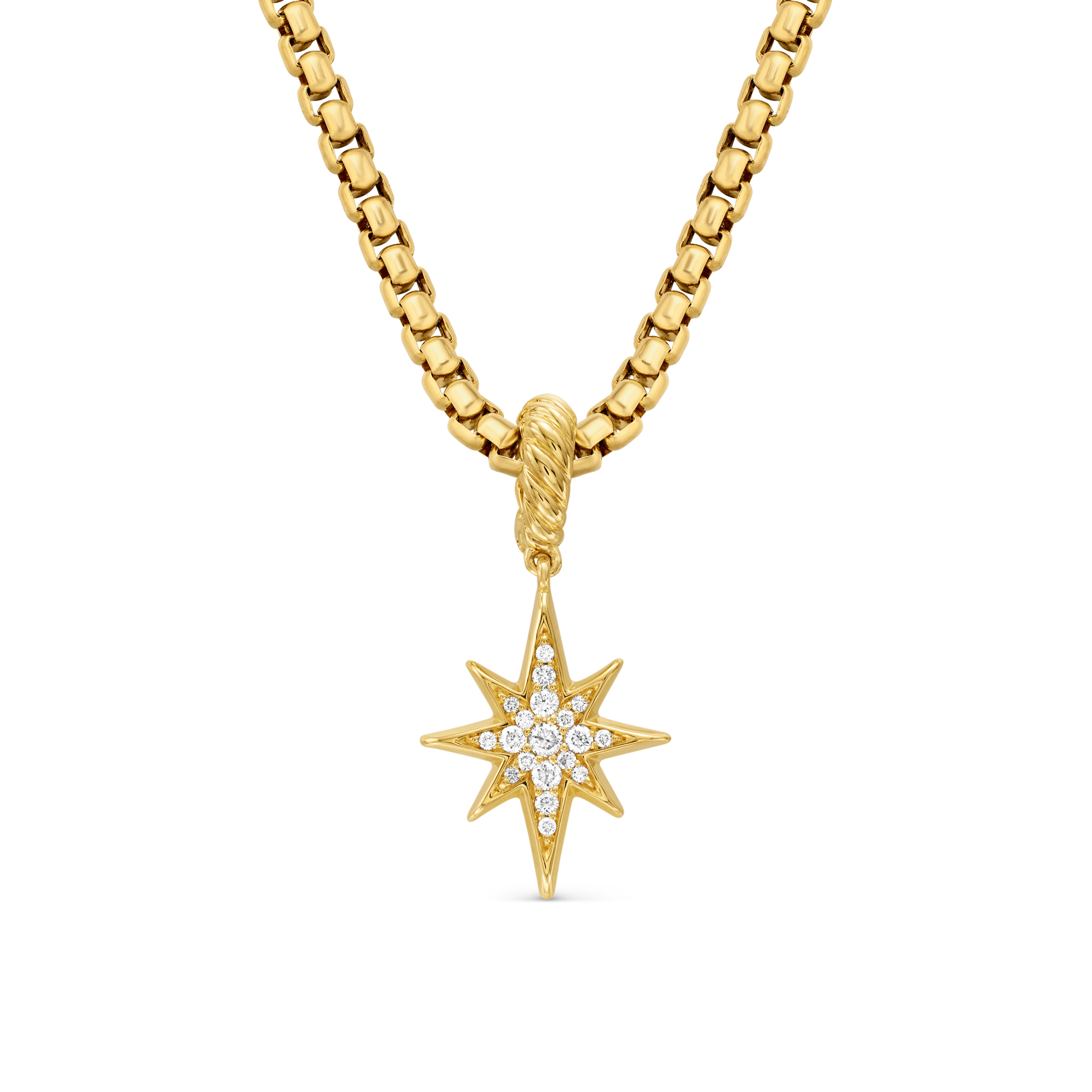 North Star Amulet in 18K Yellow Gold with Diamonds, 15mm