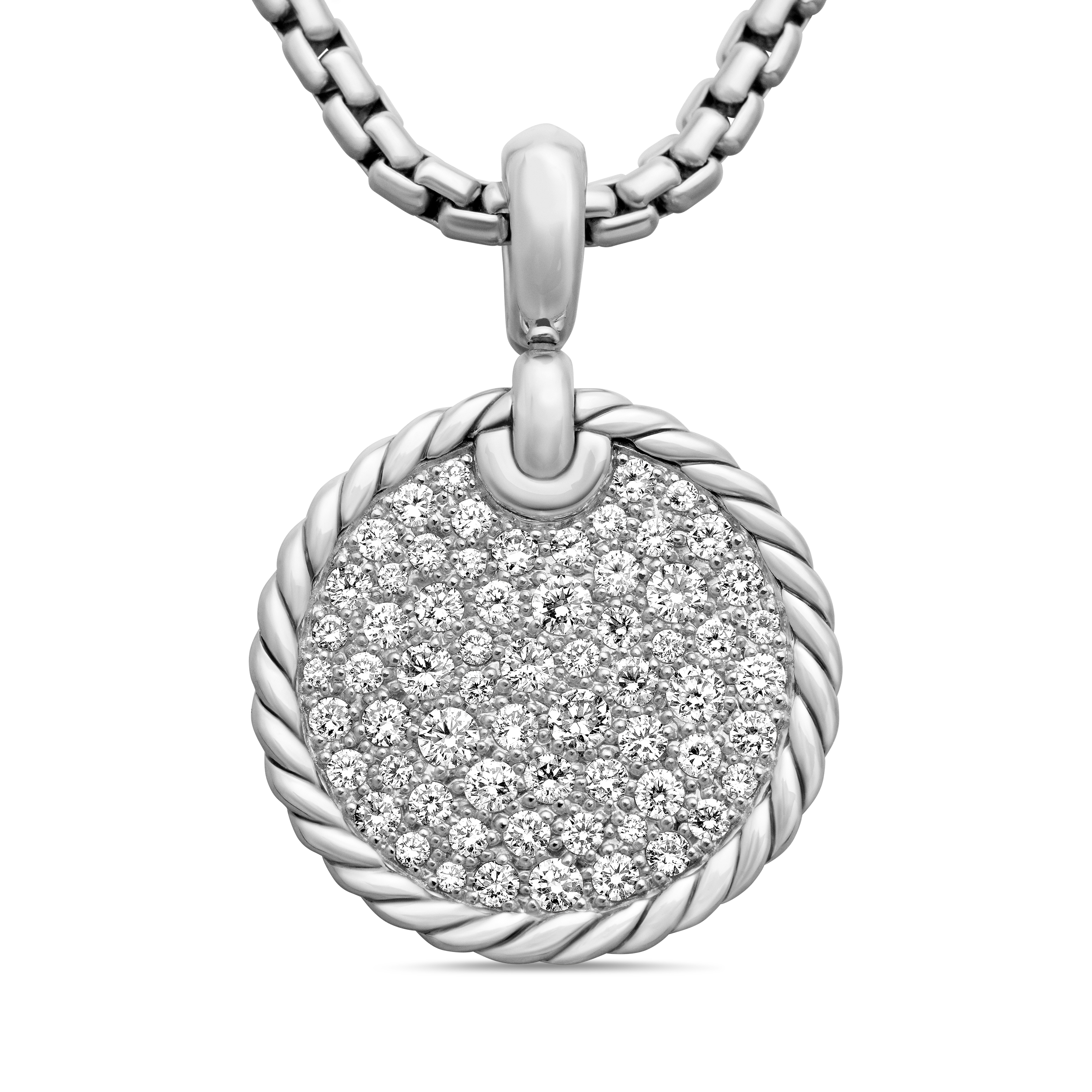 DY Elements® Disc Pendant in Sterling Silver with Diamonds, 21mm