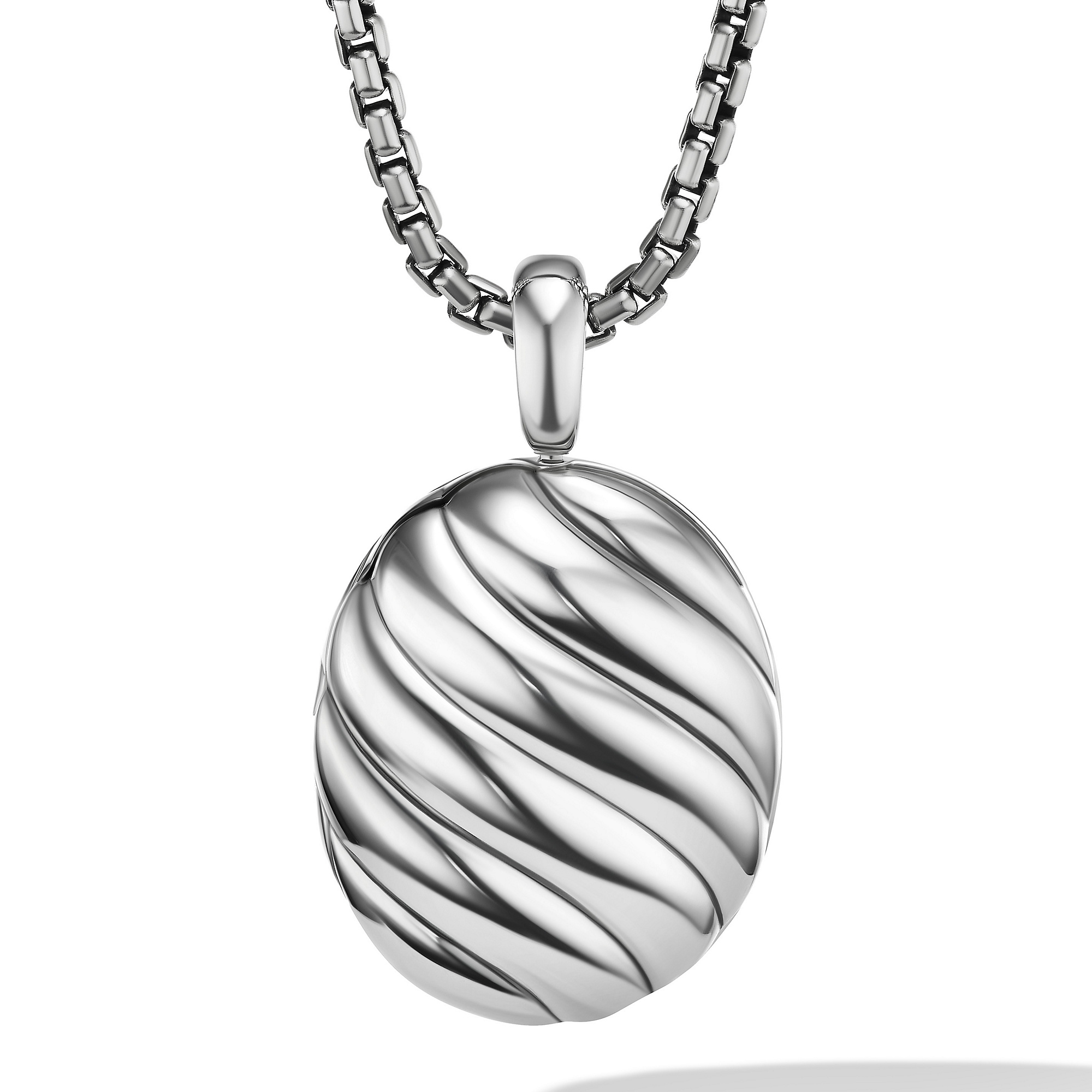 Sculpted Cable Locket Amulet in Sterling Silver