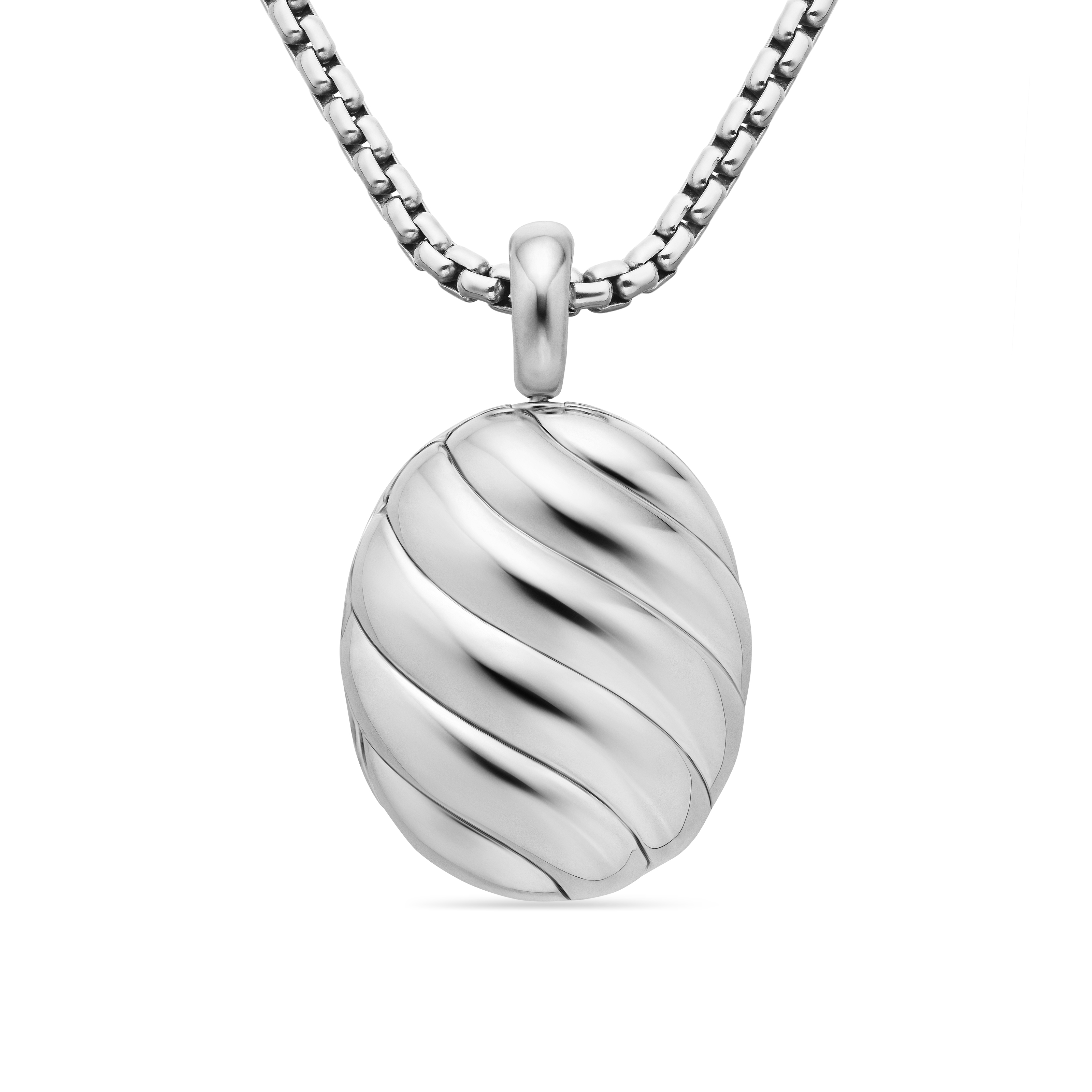 Sculpted Cable Locket Amulet in Sterling Silver, 37mm