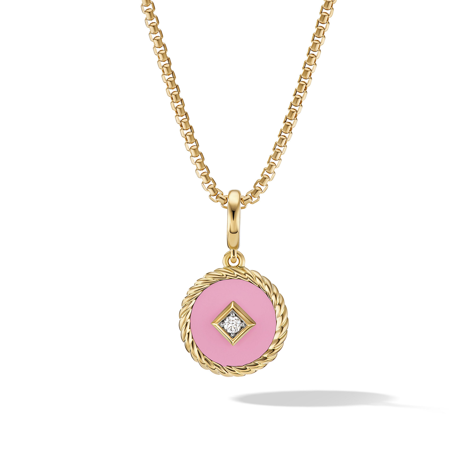 Cable Collectibles® Blush Enamel Charm in 18K Yellow Gold with Center Diamond