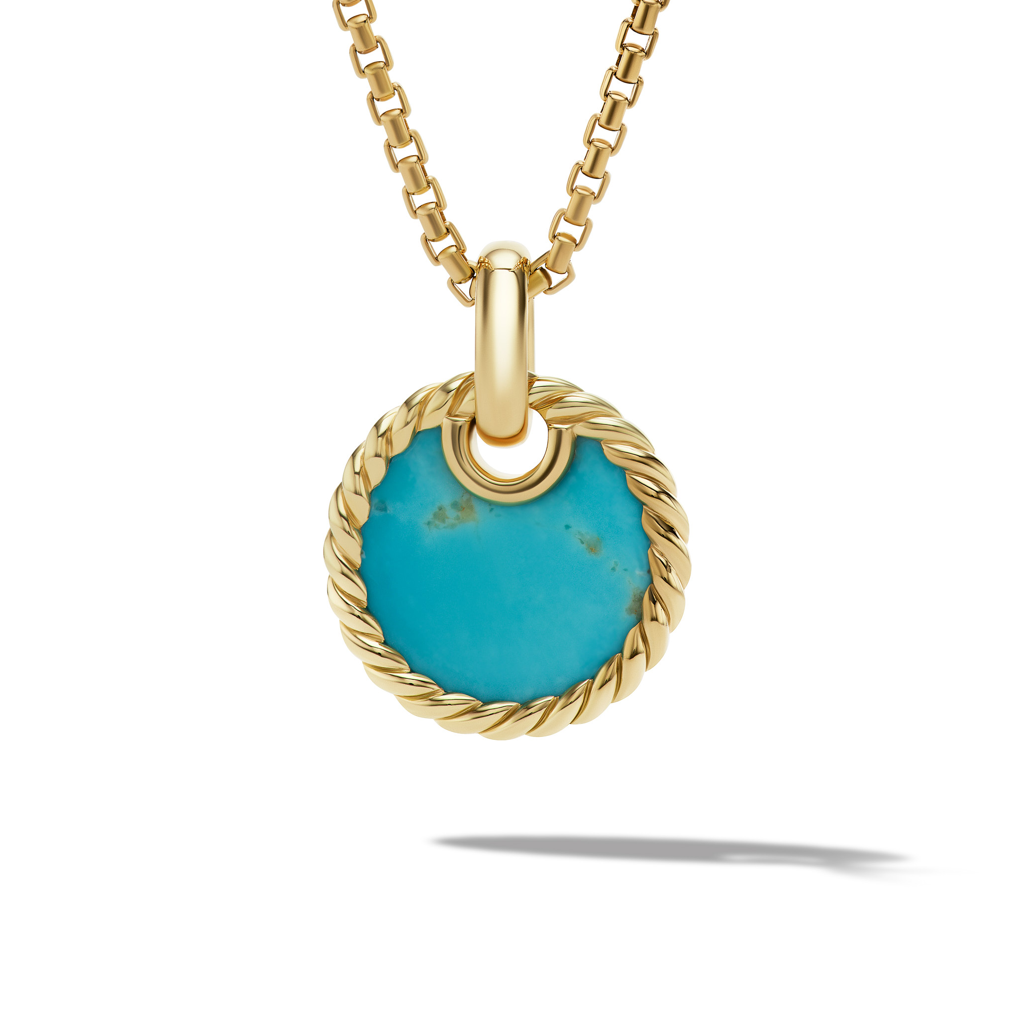 DY Elements® Disc Pendant in 18K Yellow Gold with Turquoise