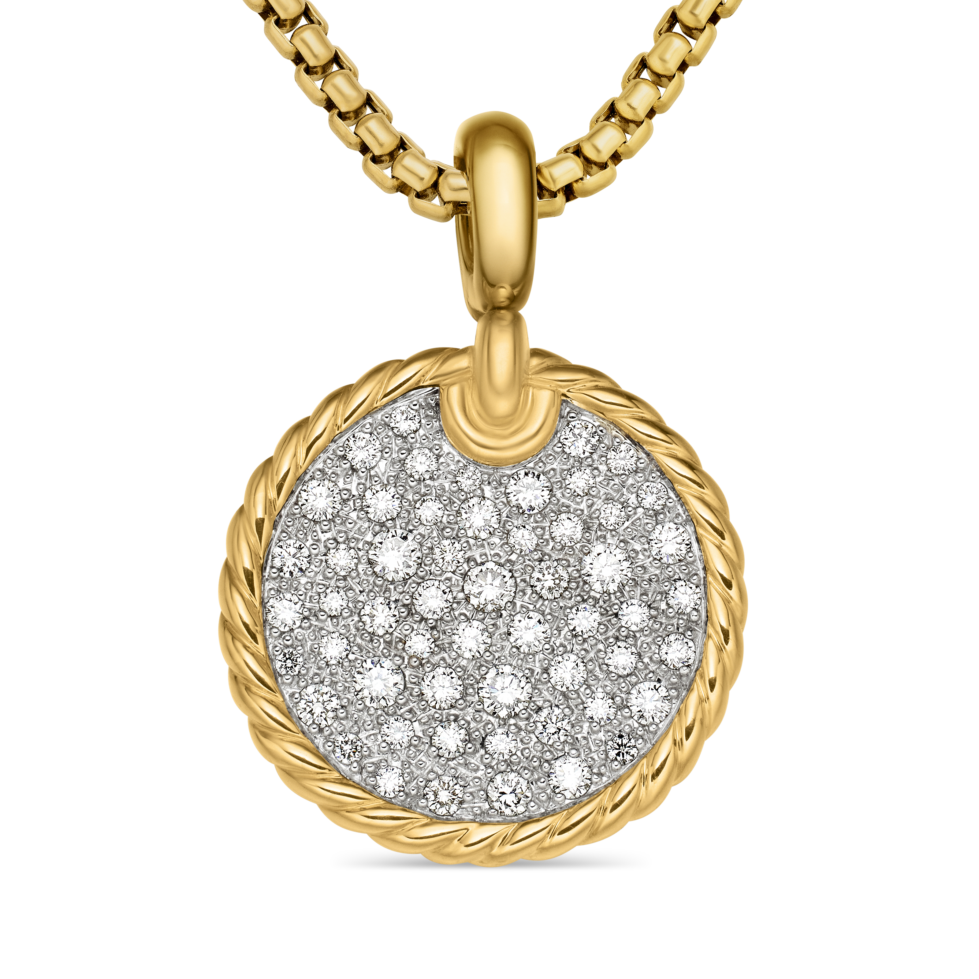 DY Elements® Disc Pendant in 18K Yellow Gold with Diamonds, 21.2mm