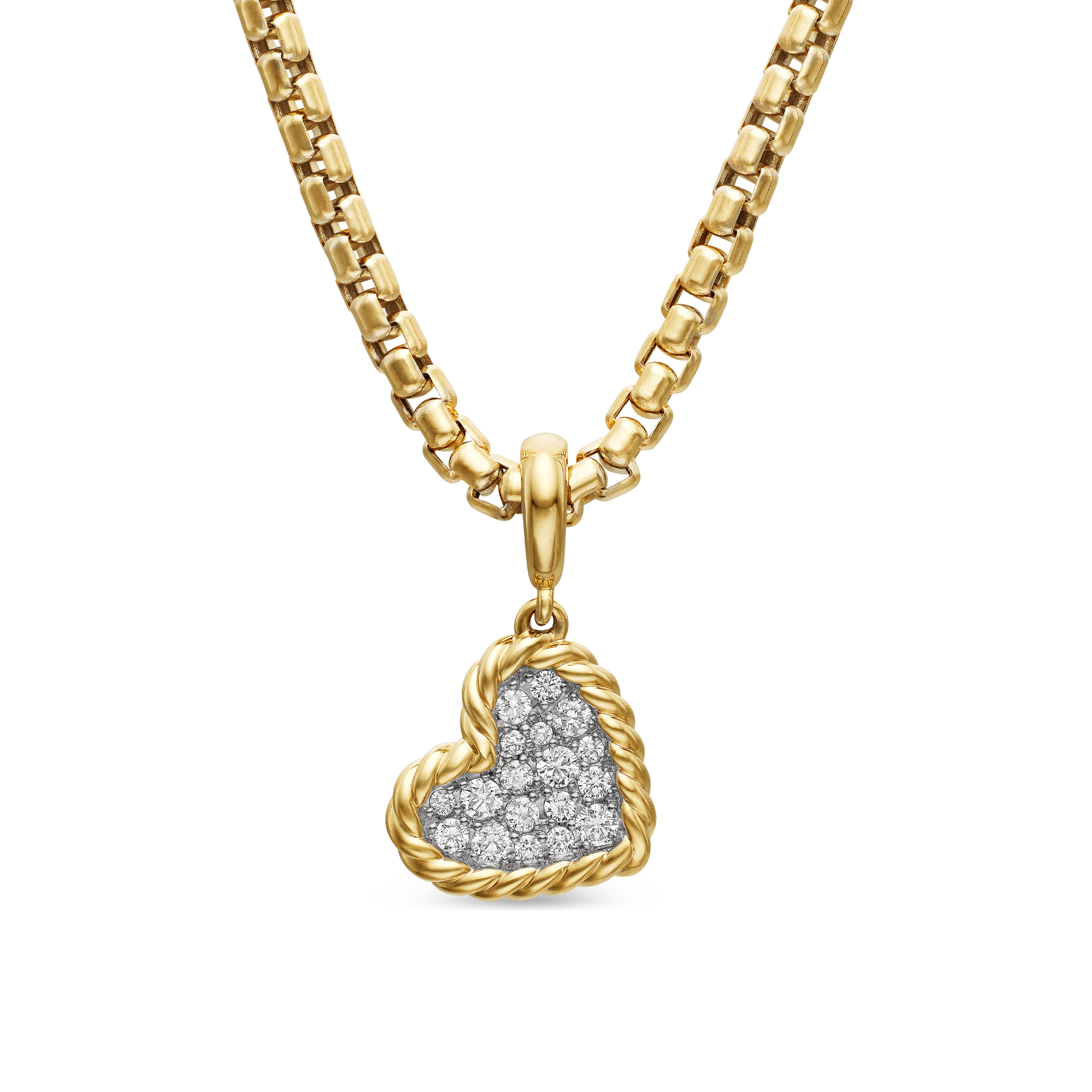 DY Elements® Heart Pendant in 18K Yellow Gold with Diamonds, 12.6mm