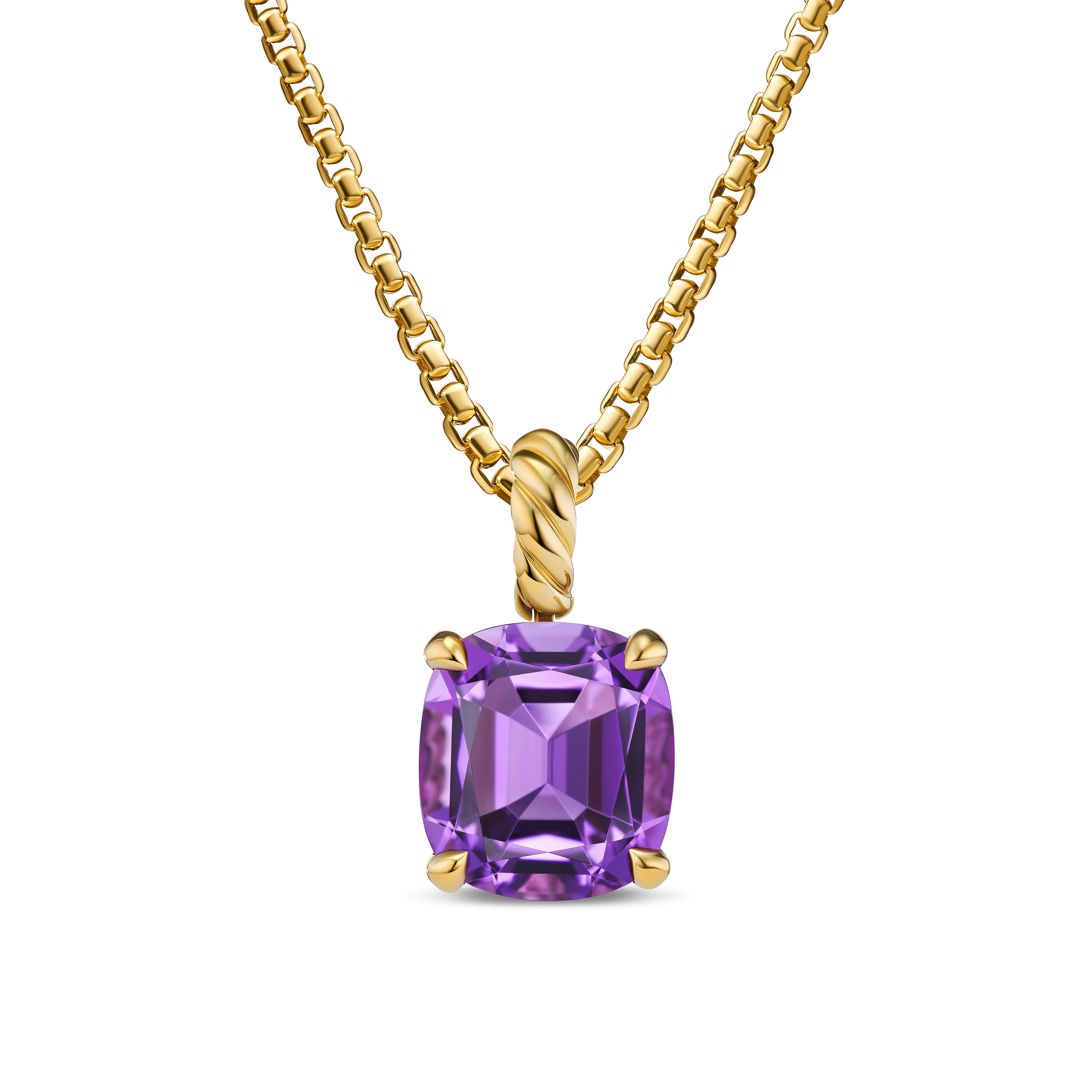 Marbella Pendant in 18K Yellow Gold with Amethyst, 12mm