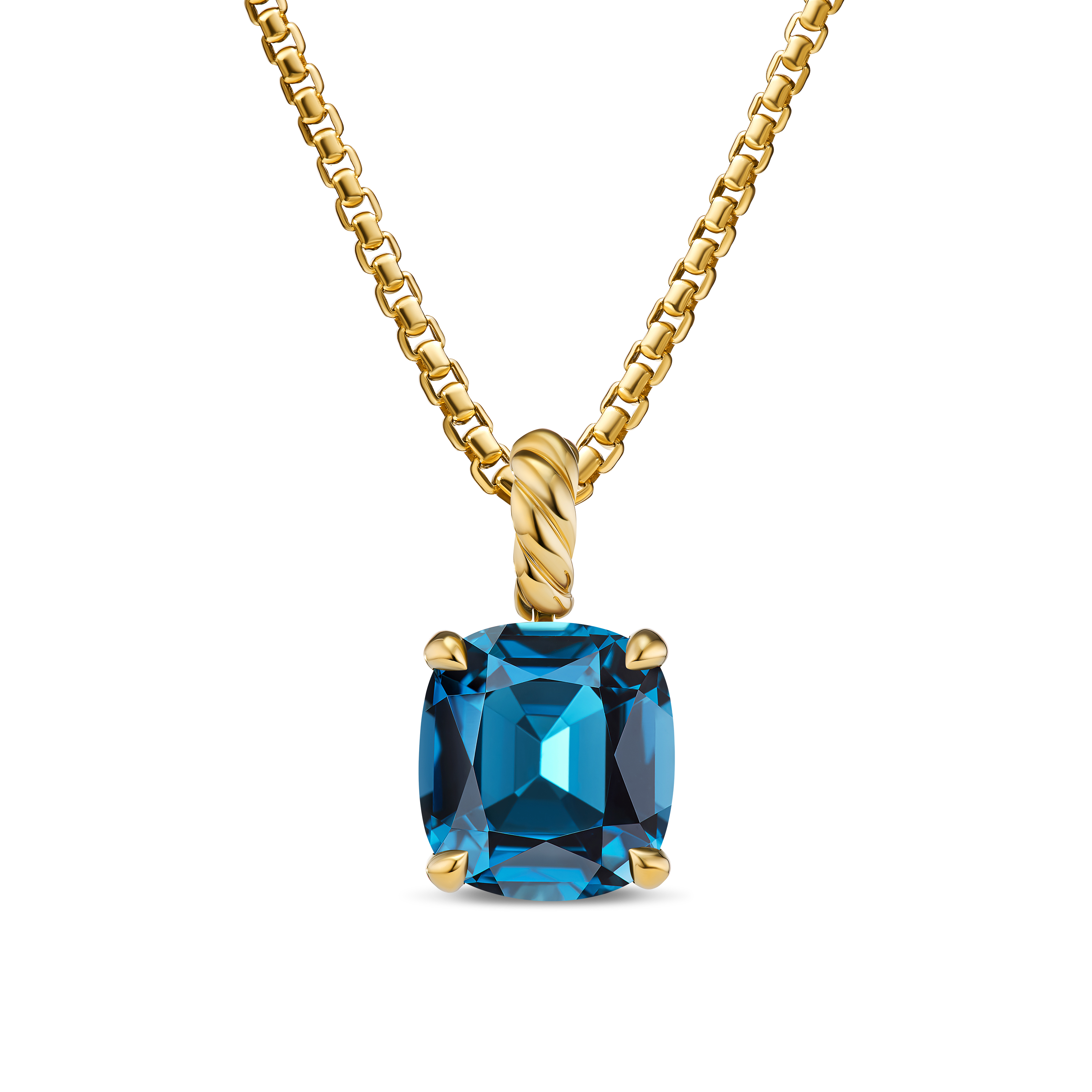 Marbella Pendant in 18K Yellow Gold with Hampton Blue Topaz, 12mm