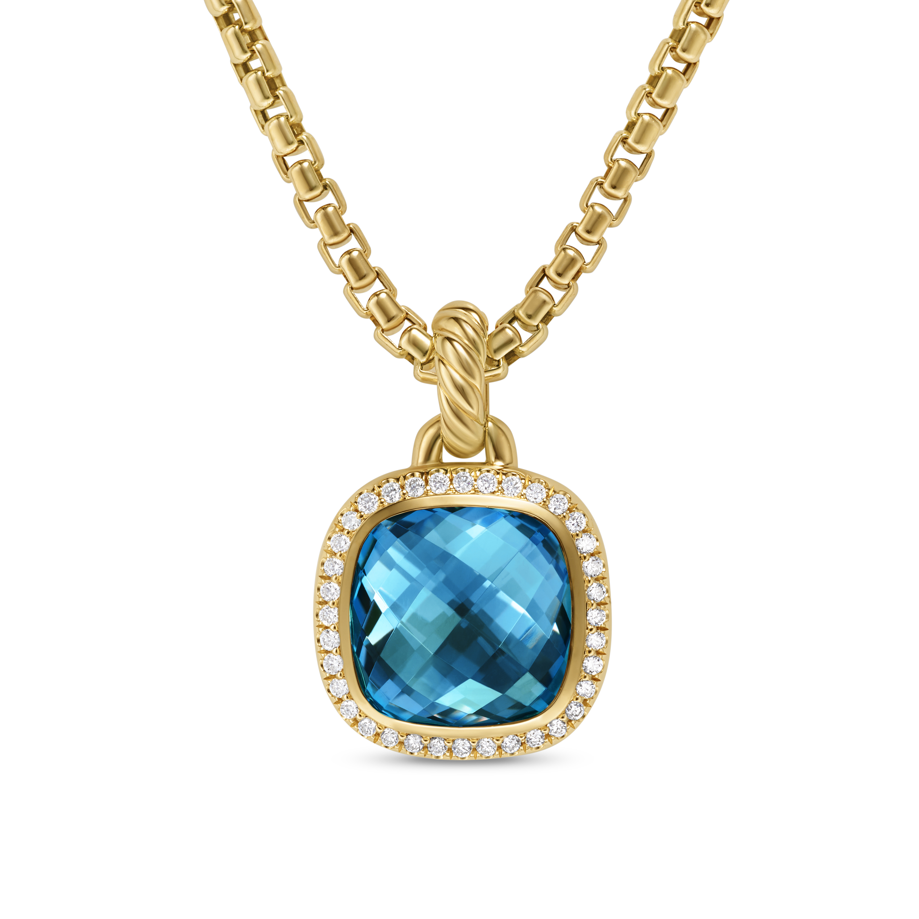 Albion® Pendant in 18K Yellow Gold with Hampton Blue Topaz and Diamonds, 11mm