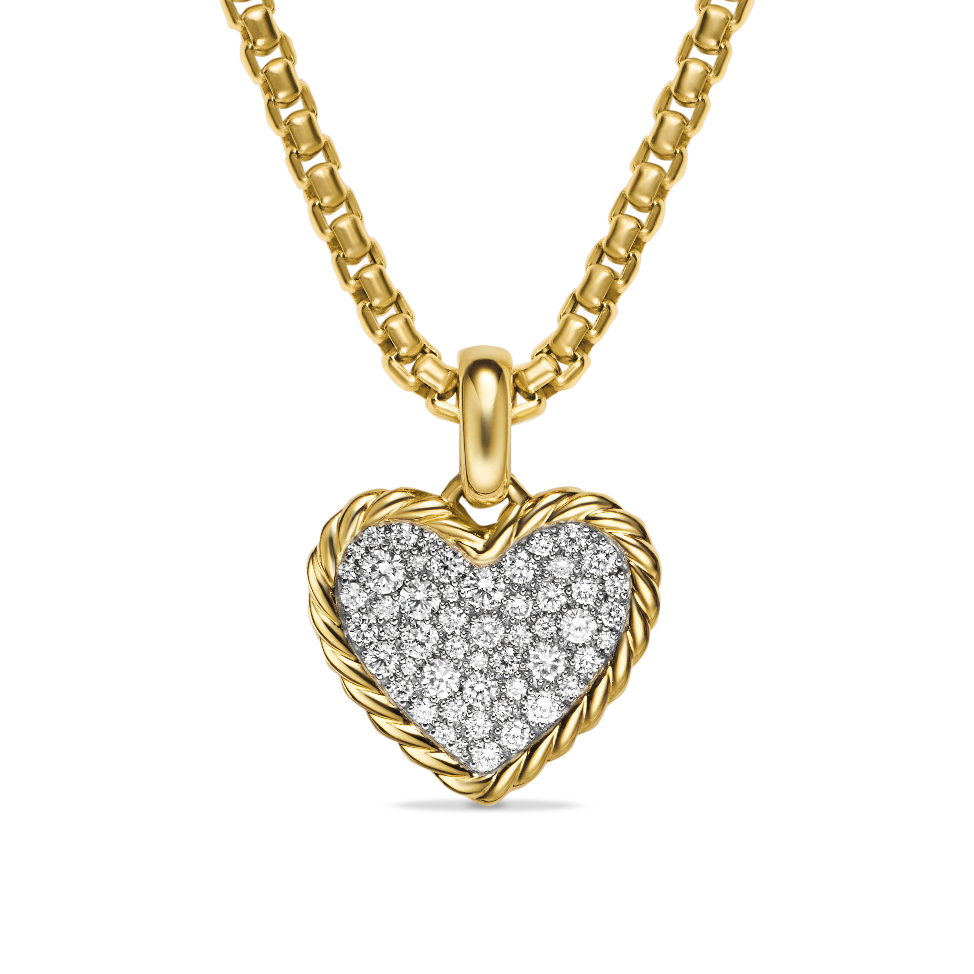 Pavé Heart Amulet in 18K Yellow Gold with Diamonds, 15.6mm