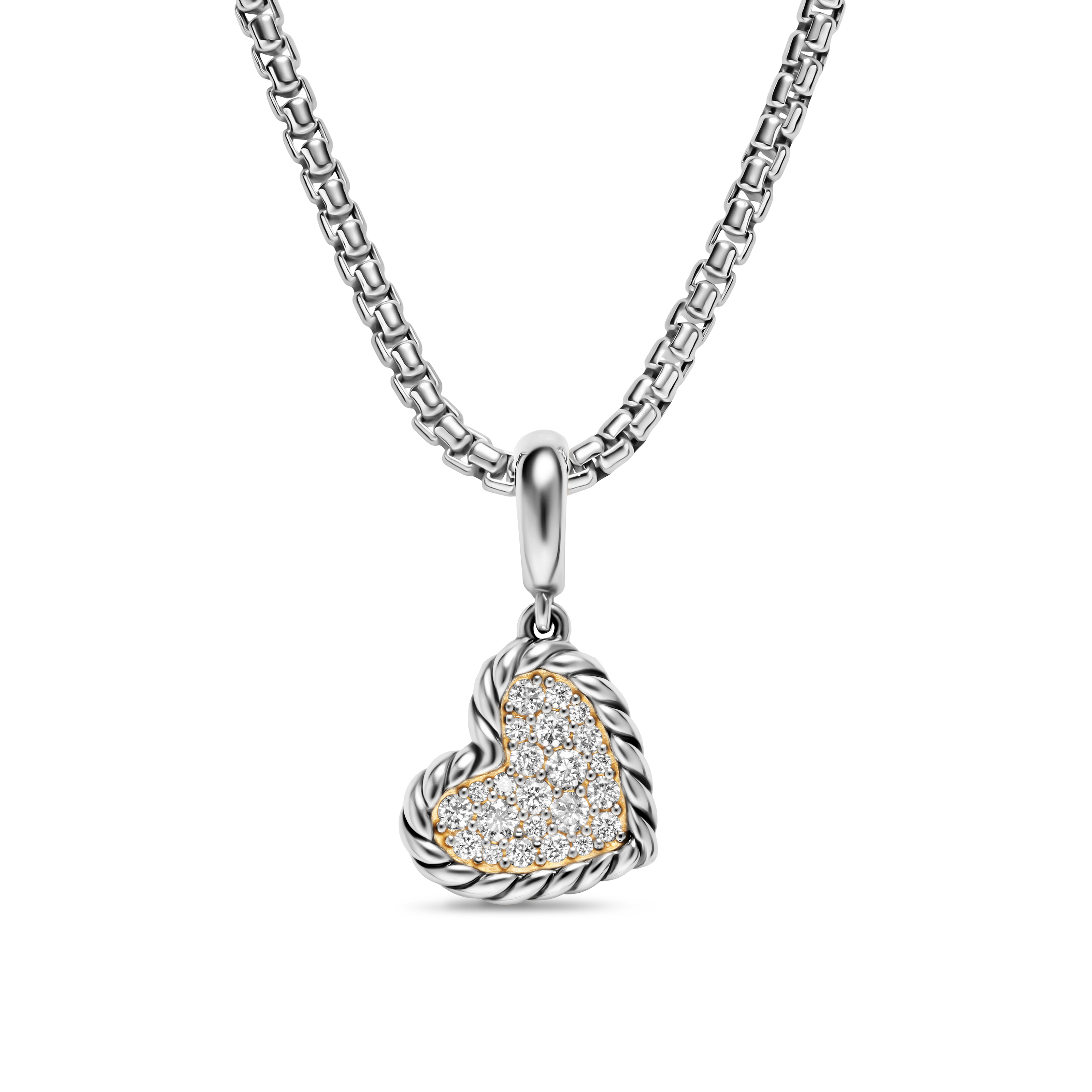 DY Elements® Heart Pendant in Sterling Silver with Diamonds, 12.7mm