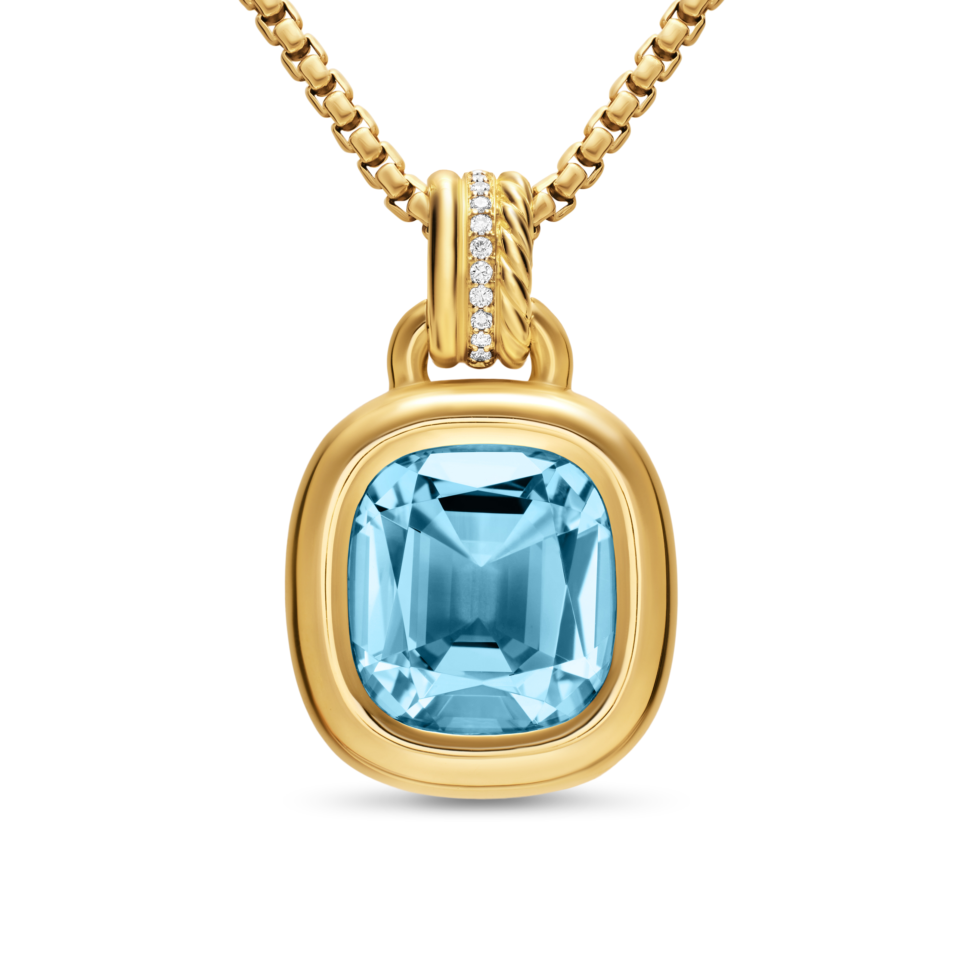 DY Mercer® Color Amulet in 18K Yellow Gold with Sky Blue Topaz and Diamonds, 13mm