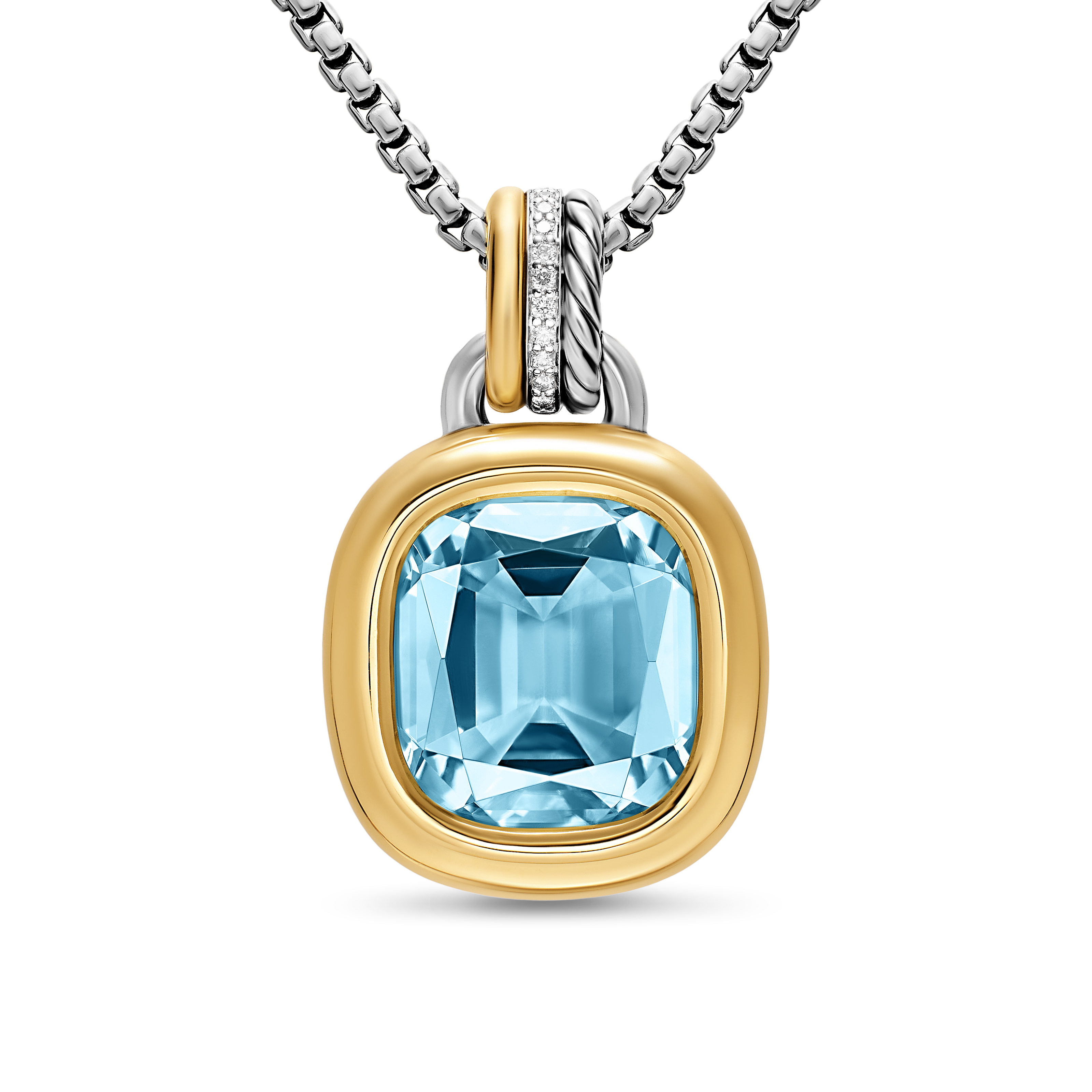 DY Mercer® Color Amulet in Sterling Silver with 18K Yellow Gold, Sky Blue Topaz and Diamonds, 13mm