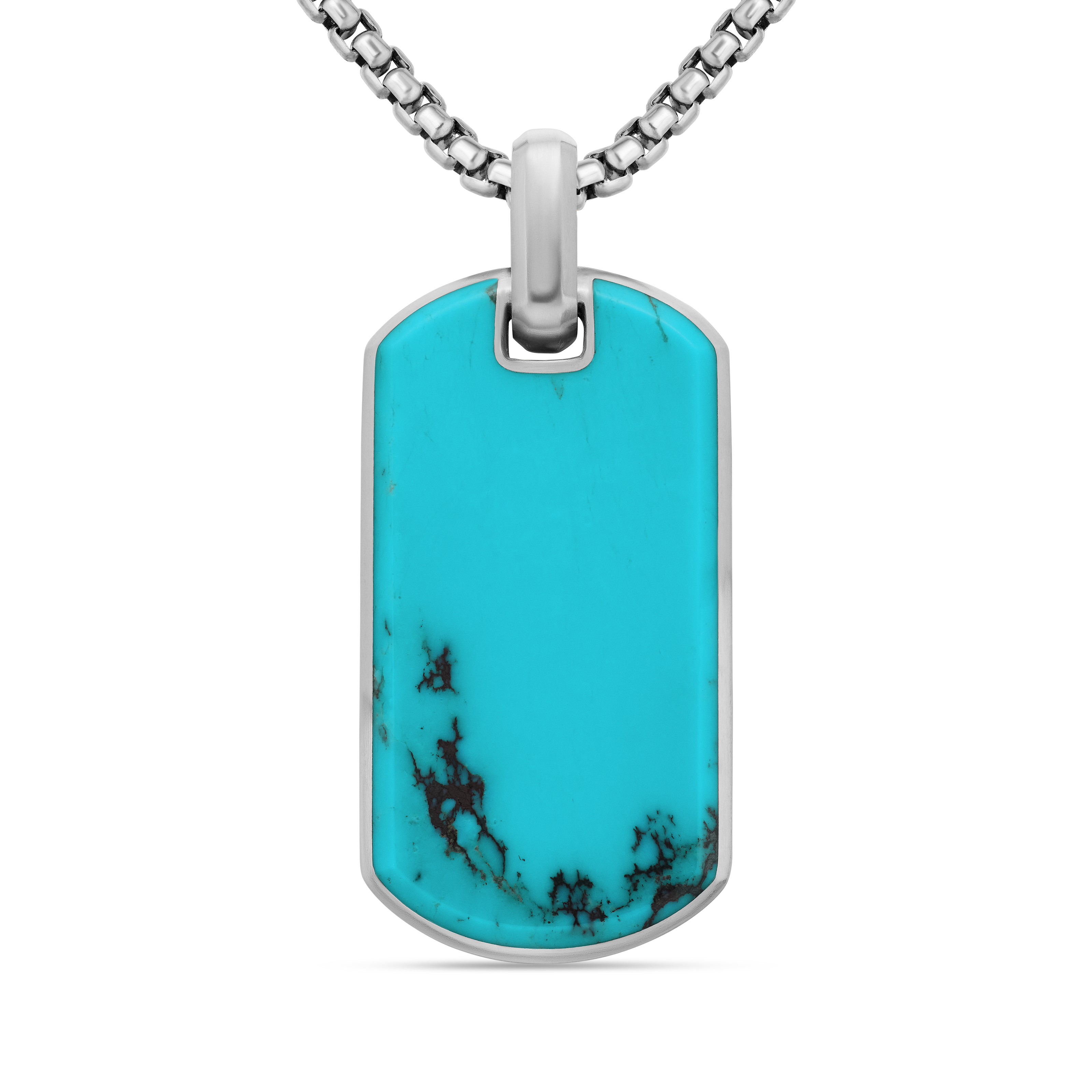 Chevron Tag in Sterling Silver with Turquoise, 35mm