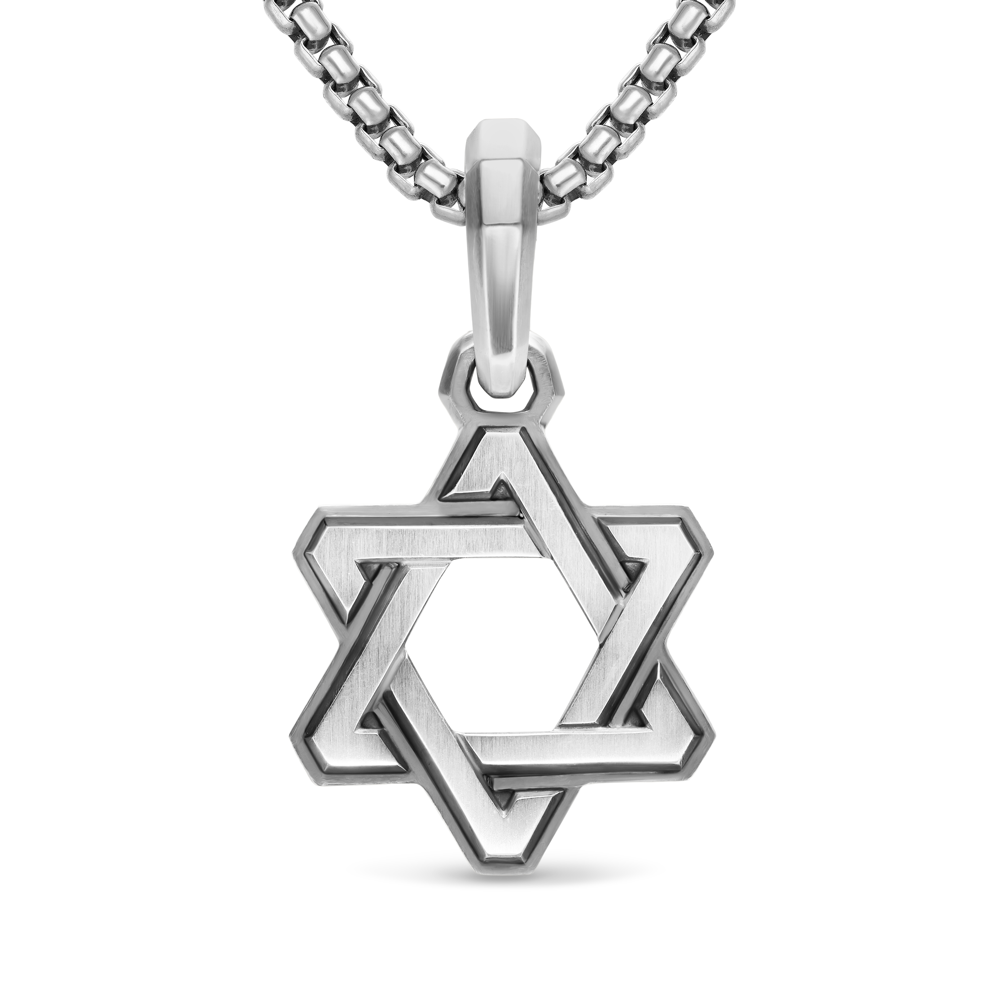 Deco Star of David Pendant in Sterling Silver, 24mm