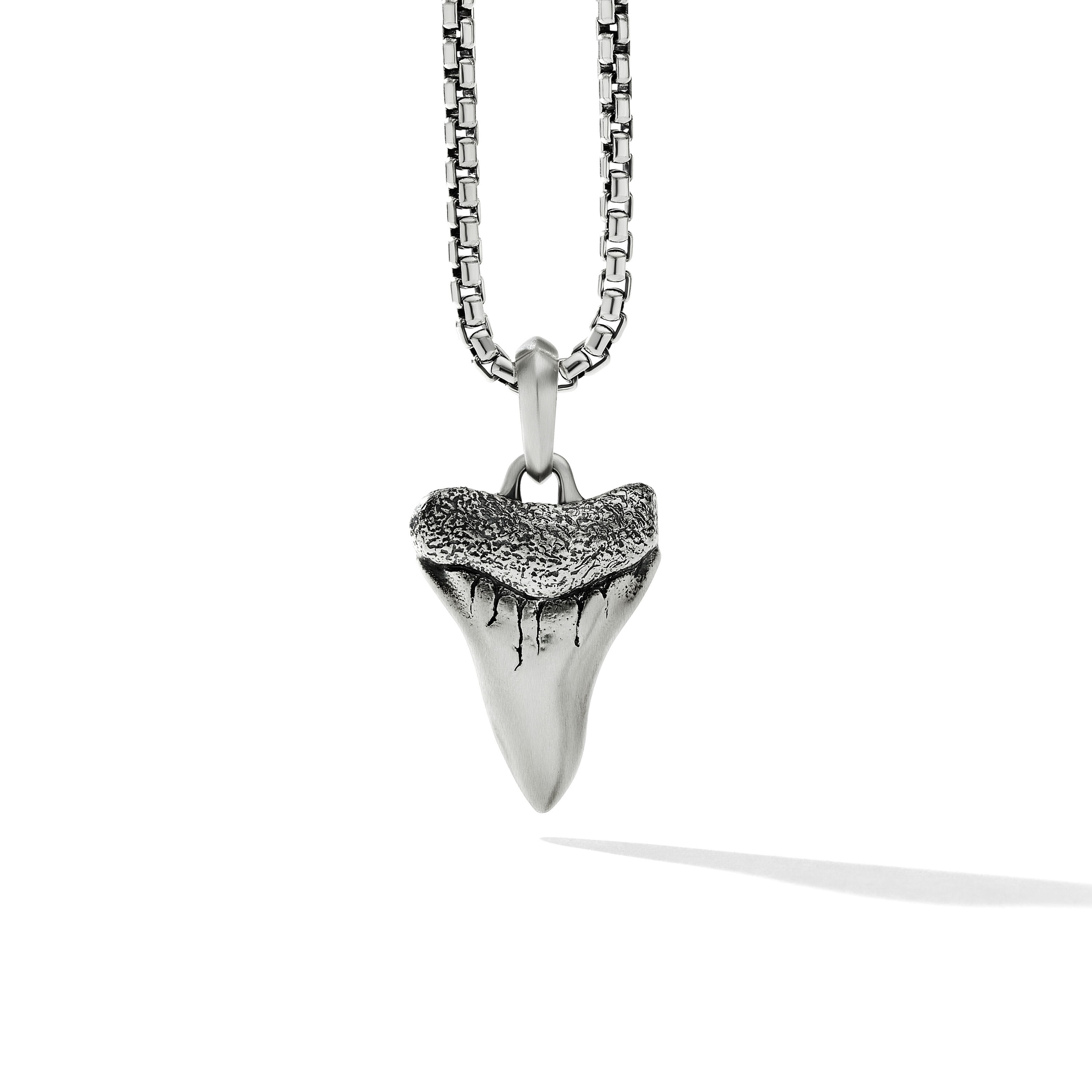 Shark Tooth Amulet in Sterling Silver, 27mm