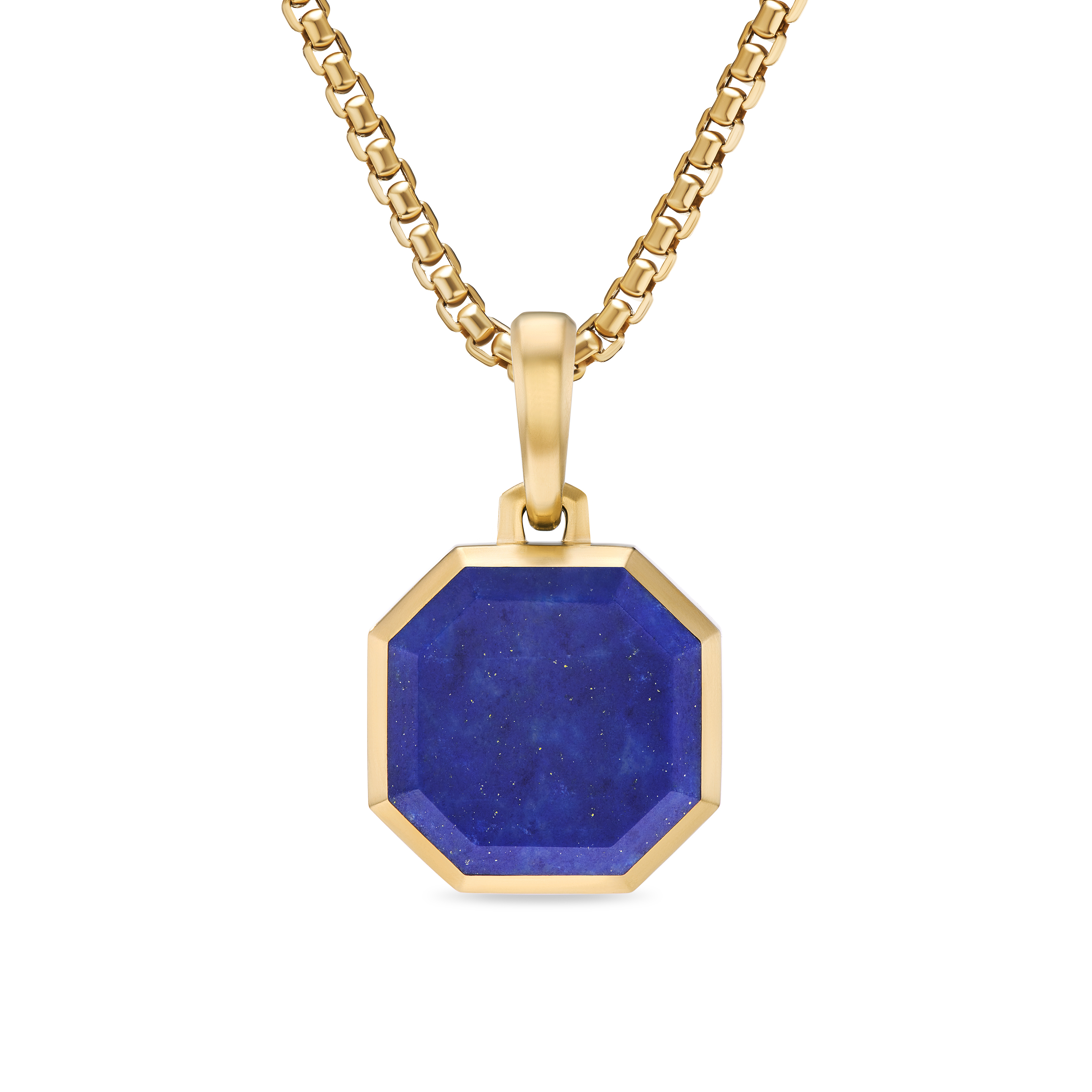 Faceted Stone Amulet in 18K Yellow Gold with Lapis, 16mm